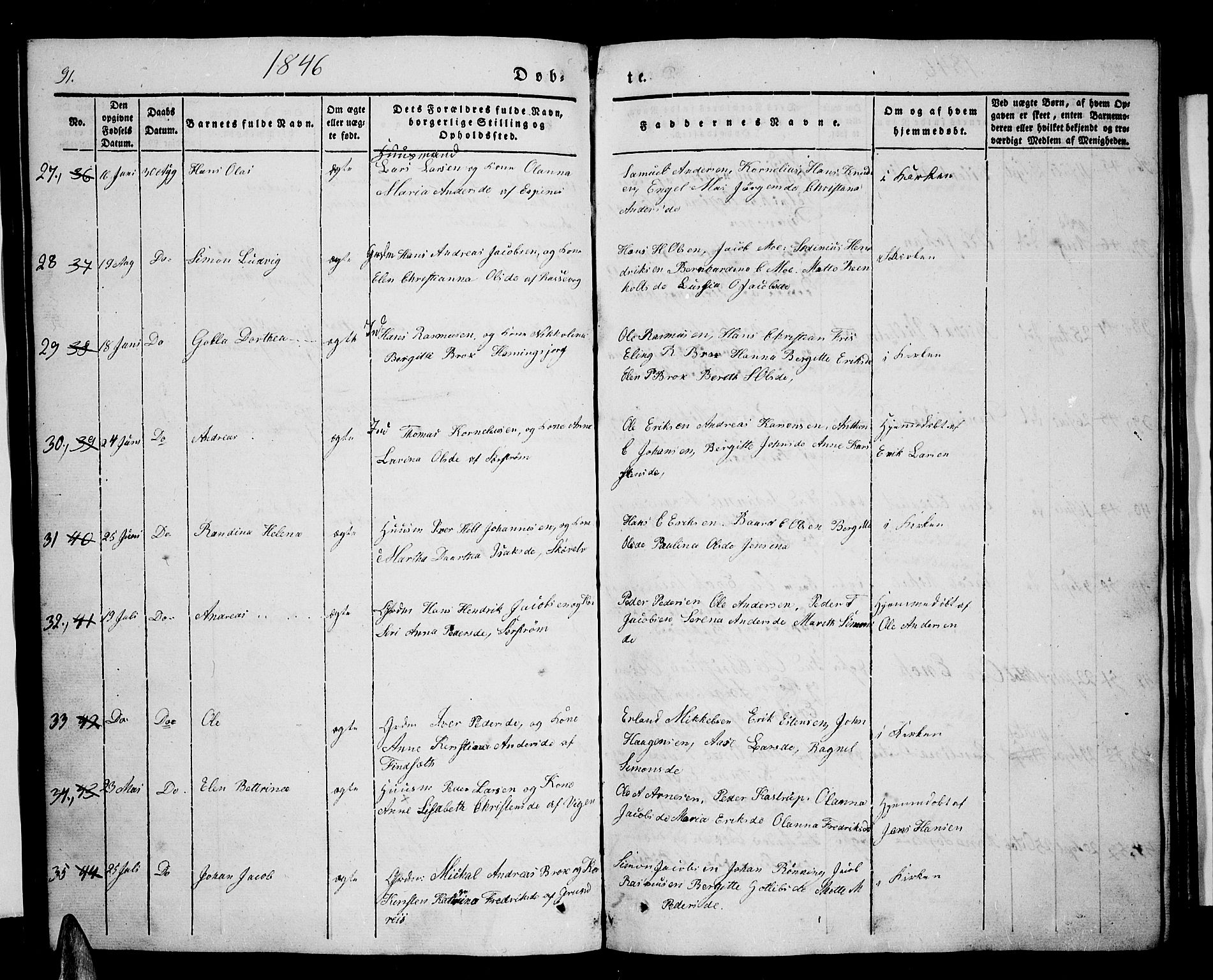 Tranøy sokneprestkontor, AV/SATØ-S-1313/I/Ia/Iab/L0001klokker: Parish register (copy) no. 1, 1835-1853, p. 91