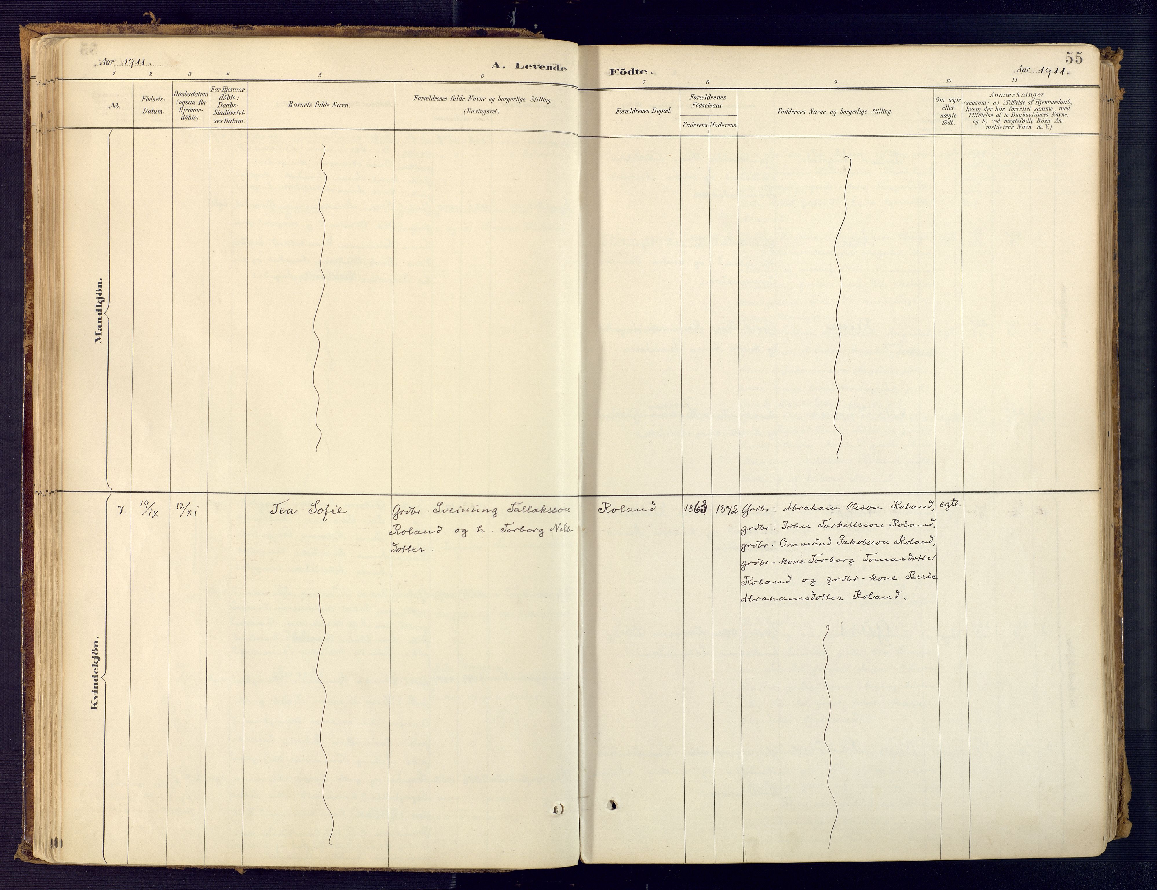 Bjelland sokneprestkontor, AV/SAK-1111-0005/F/Fa/Faa/L0004: Parish register (official) no. A 4, 1887-1923, p. 55