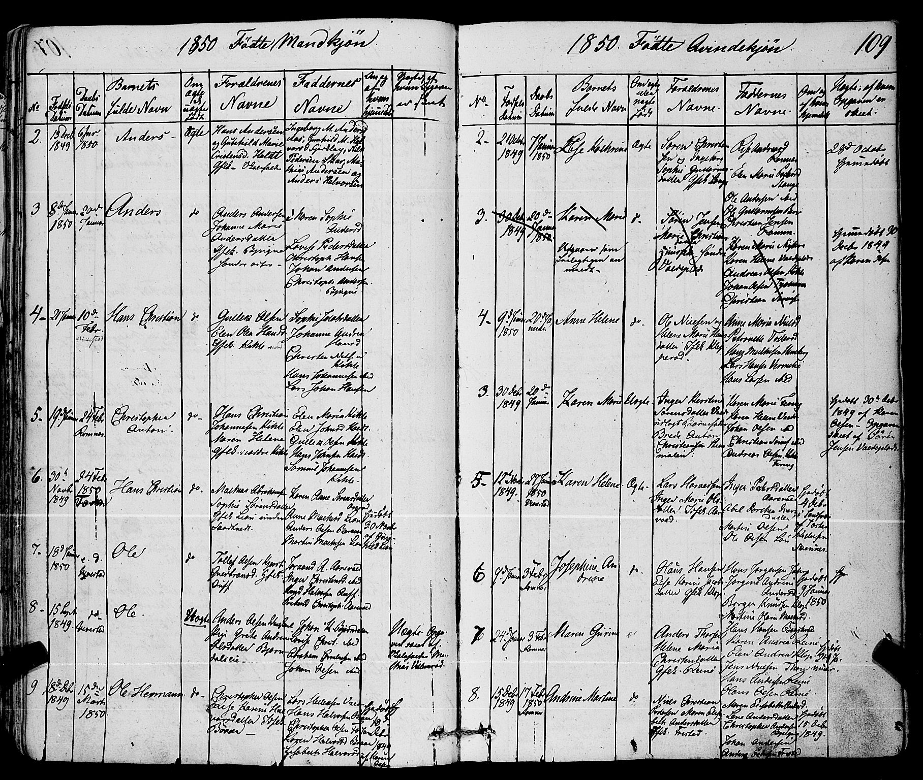 Ramnes kirkebøker, AV/SAKO-A-314/F/Fa/L0005: Parish register (official) no. I 5, 1841-1861, p. 108-109