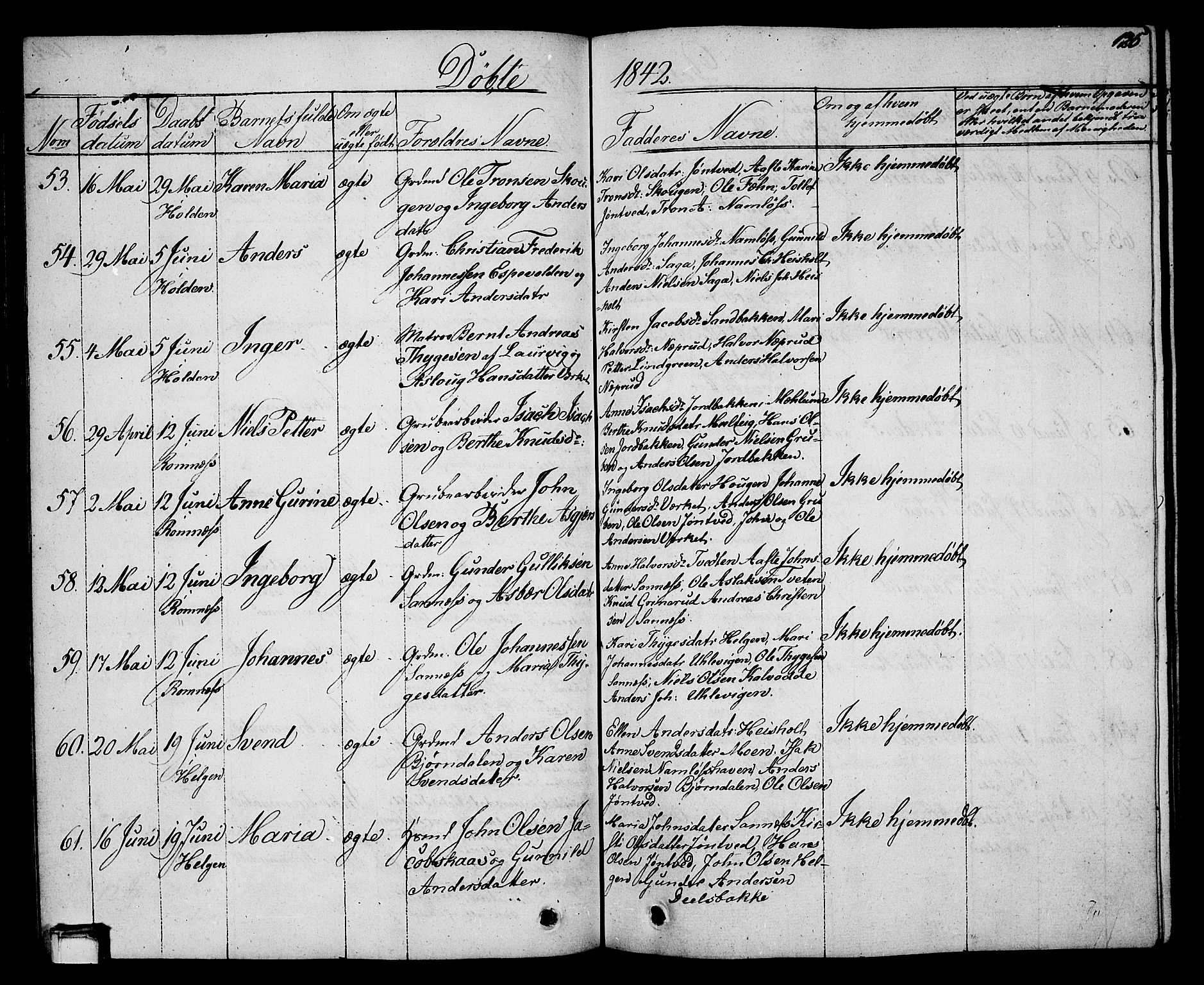 Holla kirkebøker, SAKO/A-272/G/Ga/L0002: Parish register (copy) no. I 2, 1830-1848, p. 125