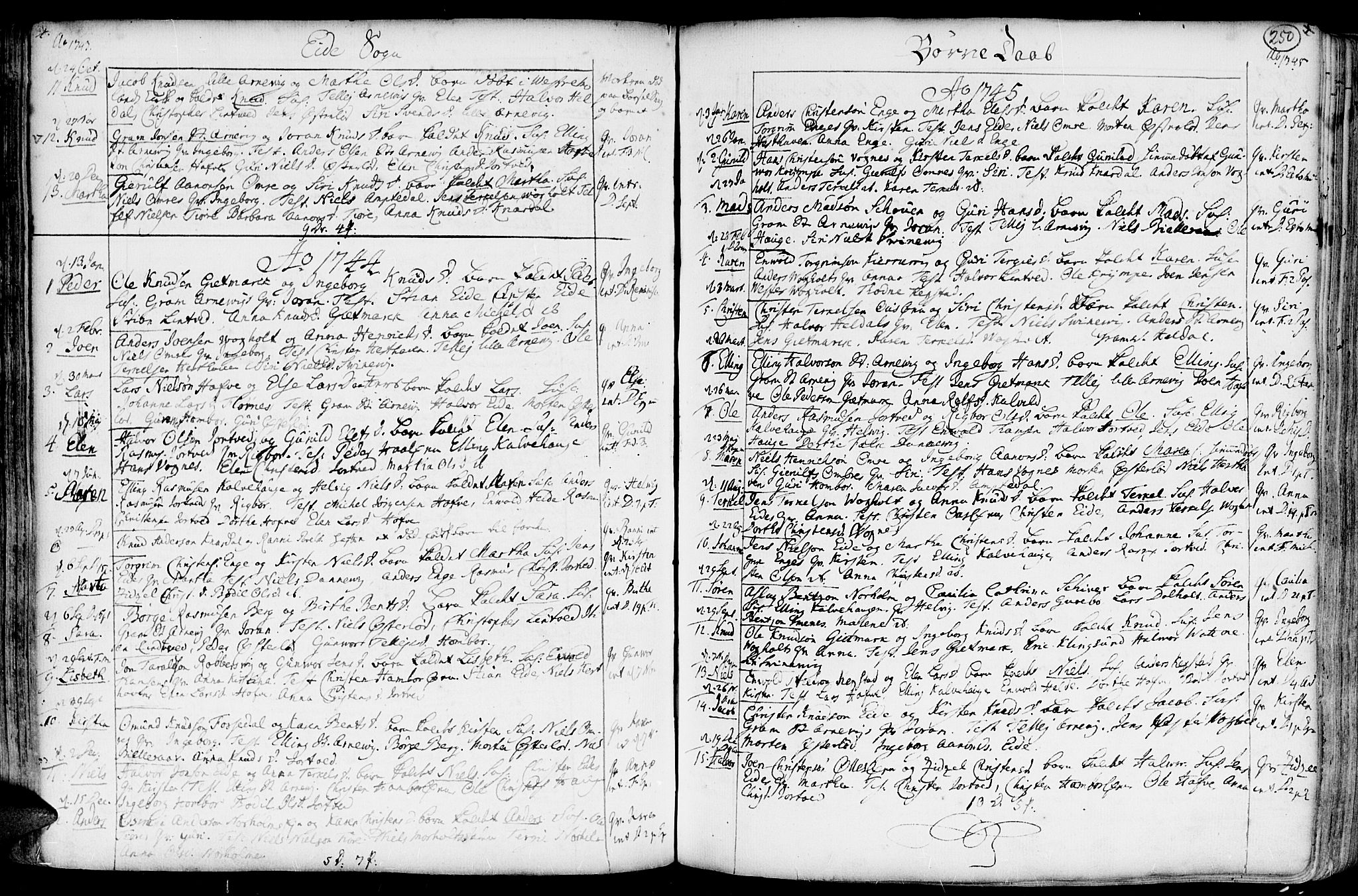 Hommedal sokneprestkontor, AV/SAK-1111-0023/F/Fa/Fab/L0002: Parish register (official) no. A 2 /2, 1740-1823, p. 250