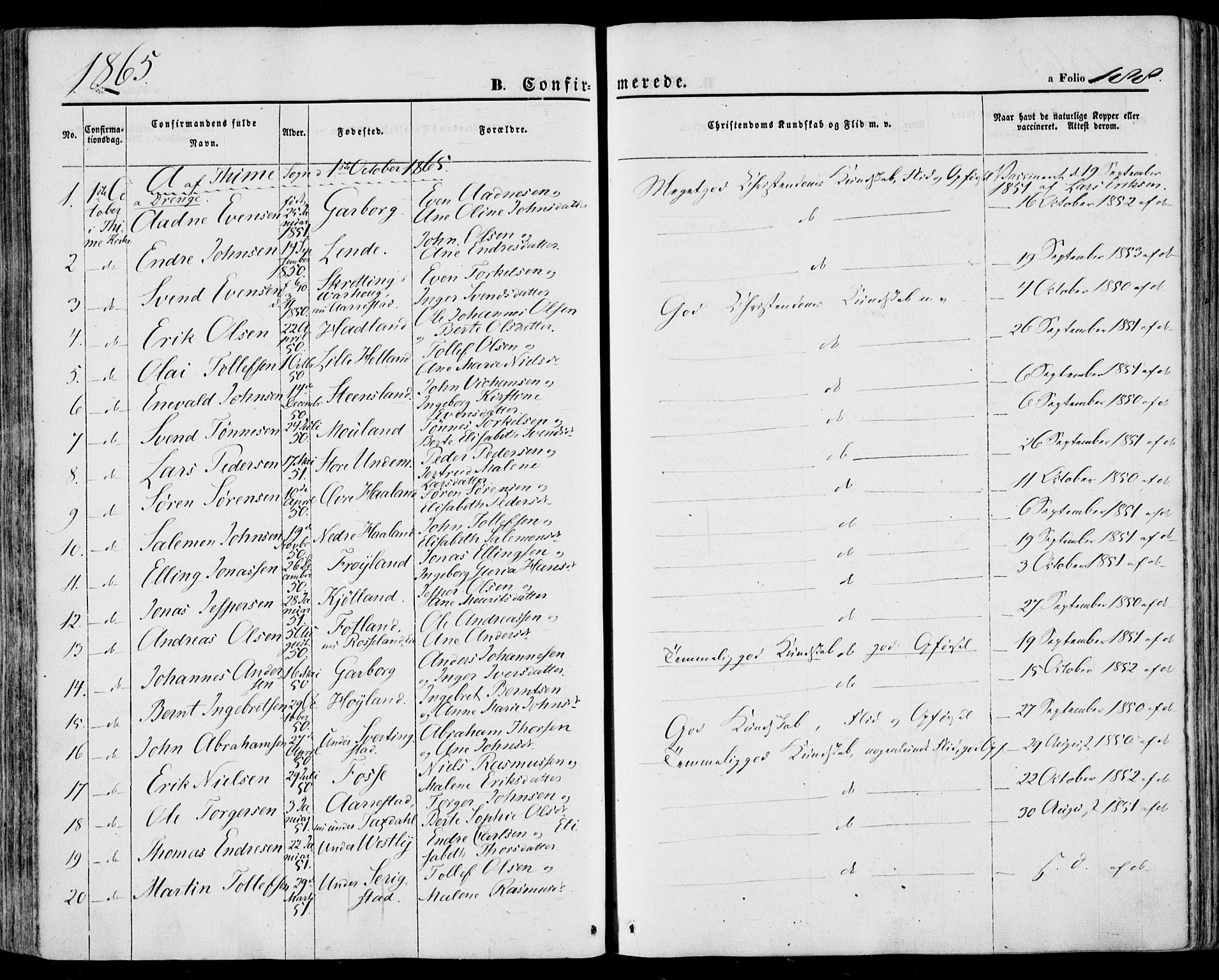 Lye sokneprestkontor, SAST/A-101794/001/30BA/L0007: Parish register (official) no. A 6, 1856-1871, p. 188
