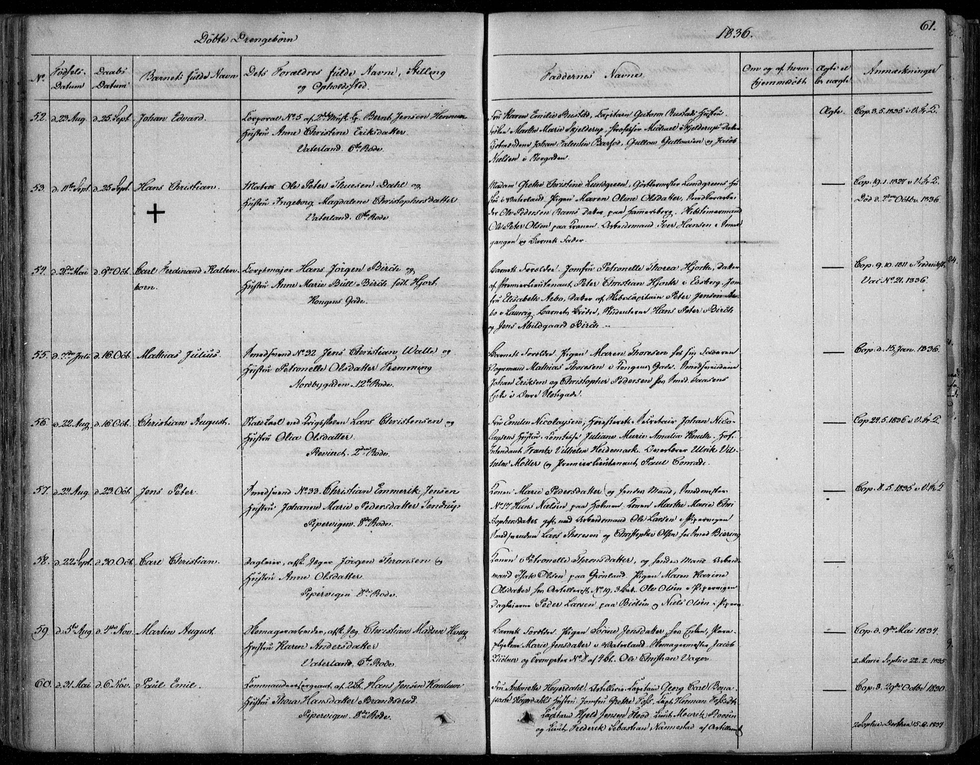 Garnisonsmenigheten Kirkebøker, SAO/A-10846/F/Fa/L0006: Parish register (official) no. 6, 1828-1841, p. 61