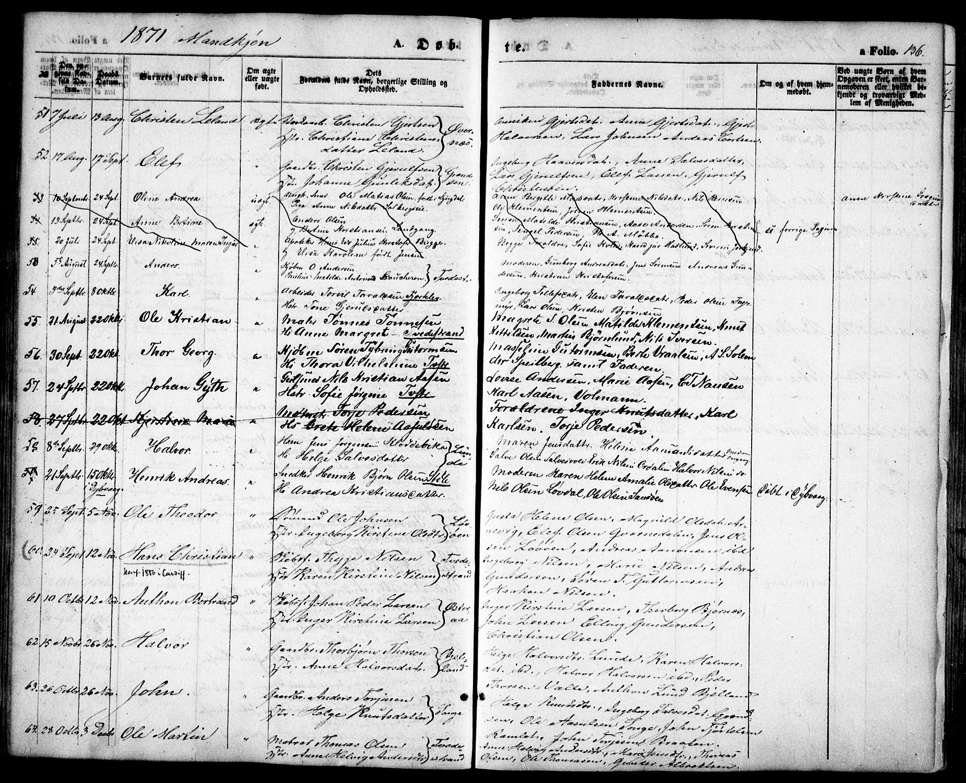 Holt sokneprestkontor, AV/SAK-1111-0021/F/Fa/L0009: Parish register (official) no. A 9, 1861-1871, p. 136