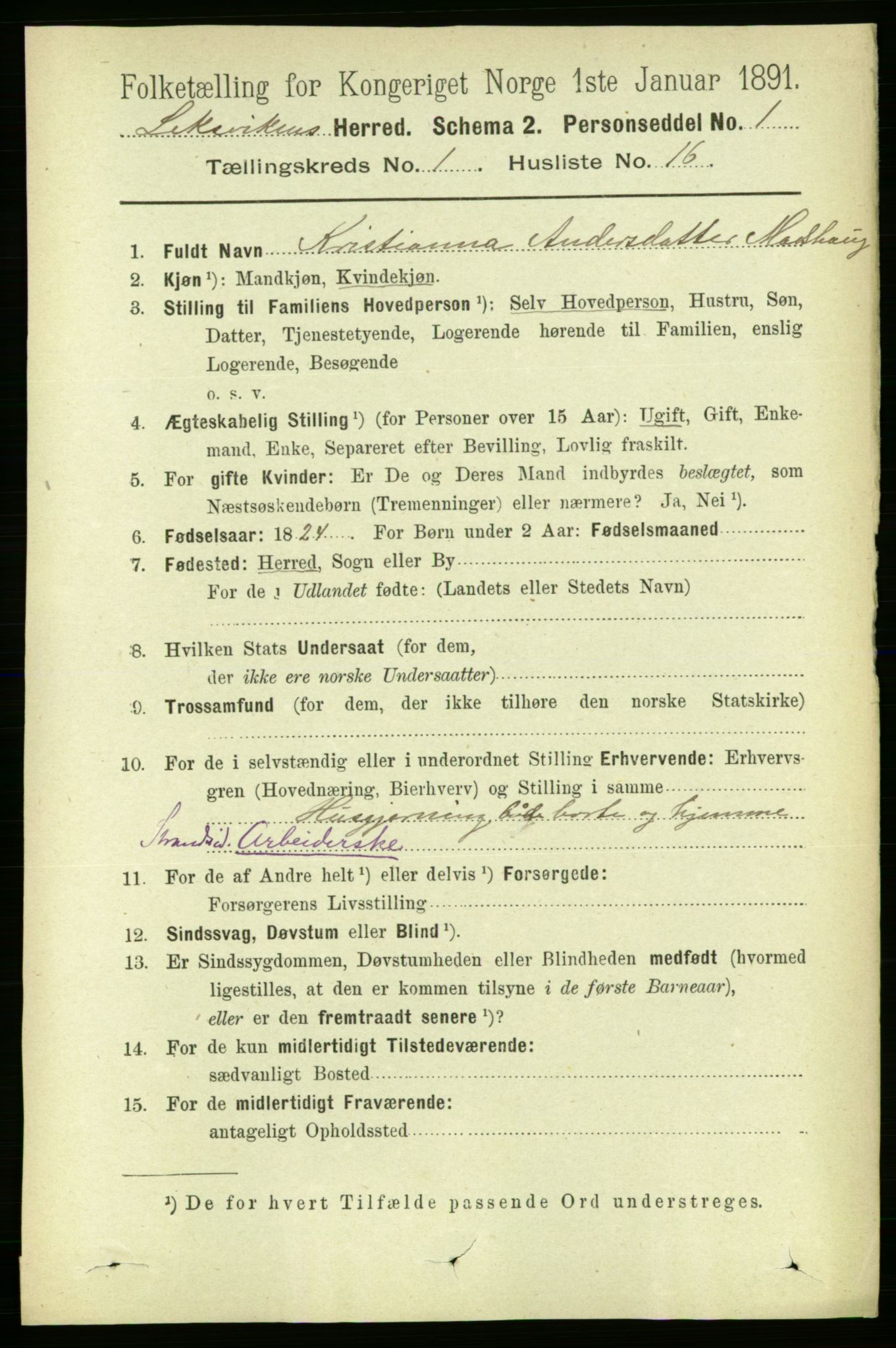 RA, 1891 census for 1718 Leksvik, 1891, p. 214