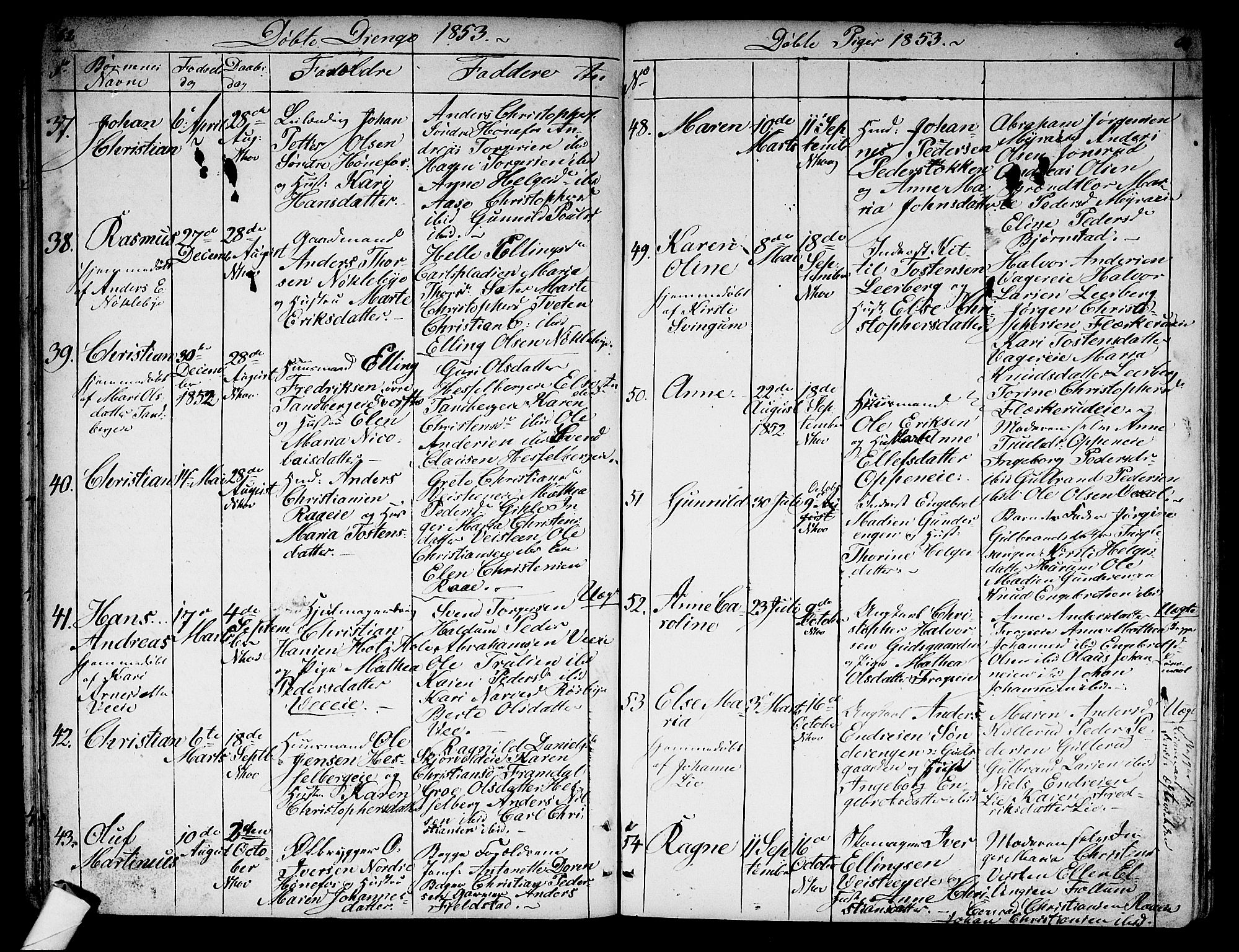 Norderhov kirkebøker, AV/SAKO-A-237/G/Ga/L0005: Parish register (copy) no. I 5, 1849-1863, p. 62-63