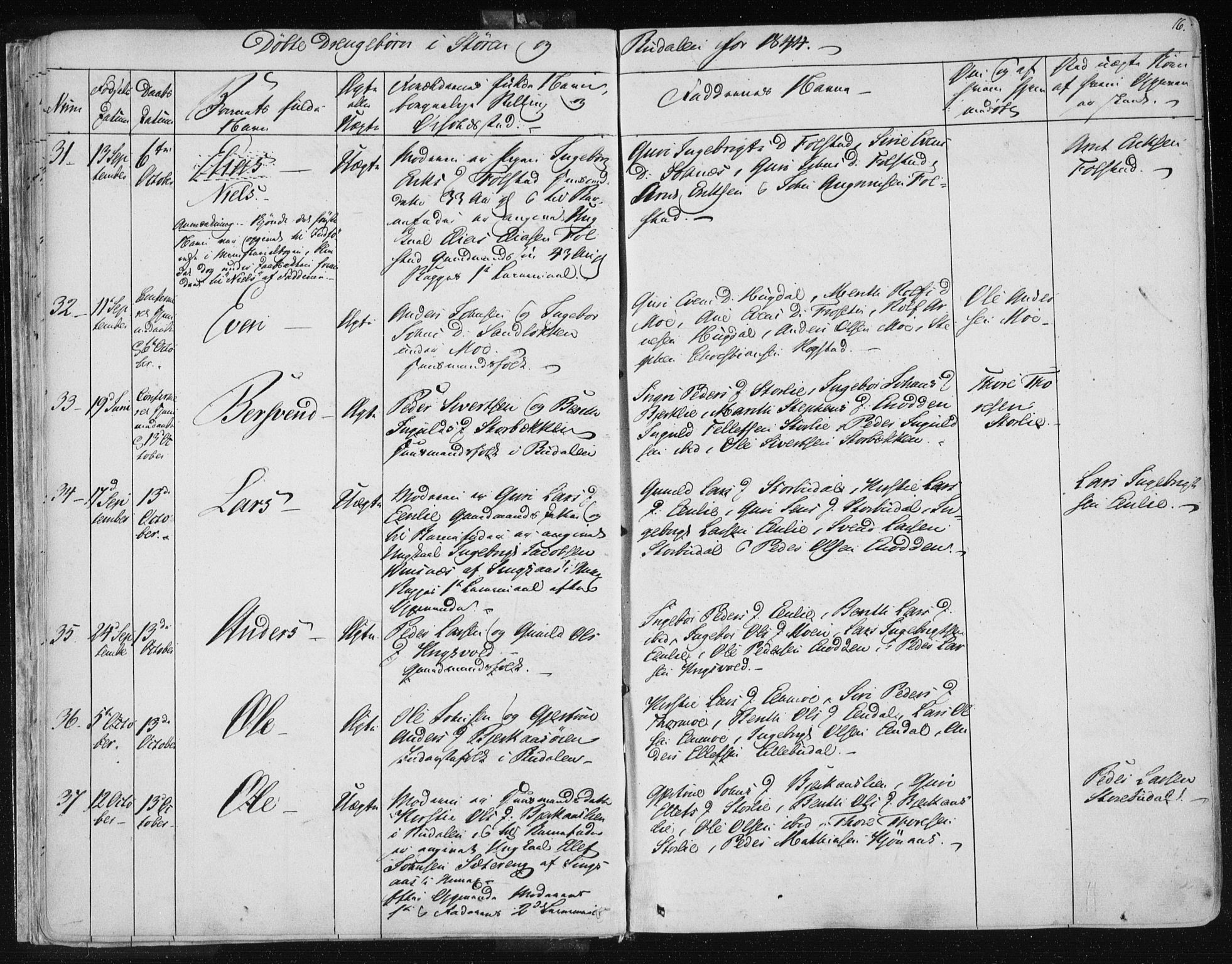 Ministerialprotokoller, klokkerbøker og fødselsregistre - Sør-Trøndelag, SAT/A-1456/687/L0997: Parish register (official) no. 687A05 /1, 1843-1848, p. 16