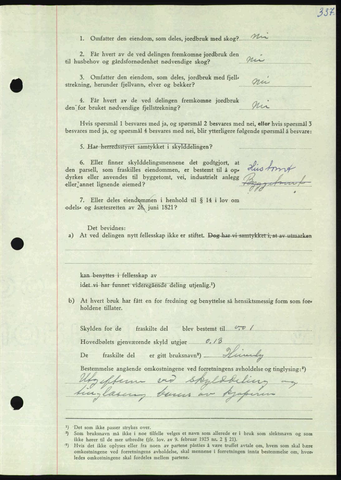 Nordmøre sorenskriveri, AV/SAT-A-4132/1/2/2Ca: Mortgage book no. A106, 1947-1947, Diary no: : 2279/1947