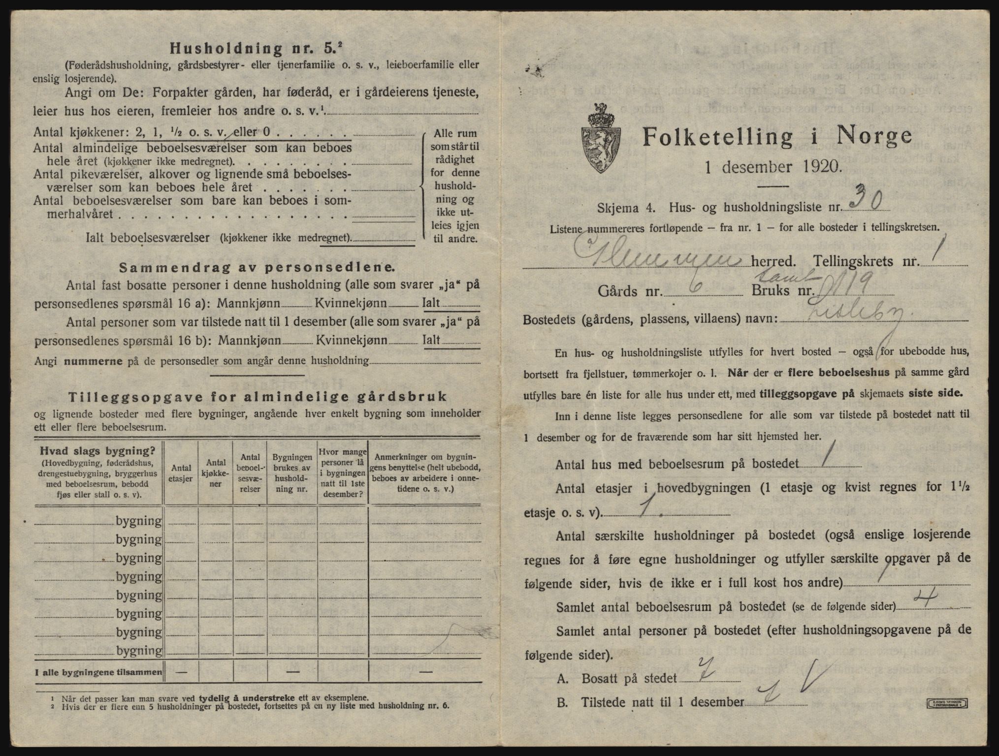 SAO, 1920 census for Glemmen, 1920, p. 121