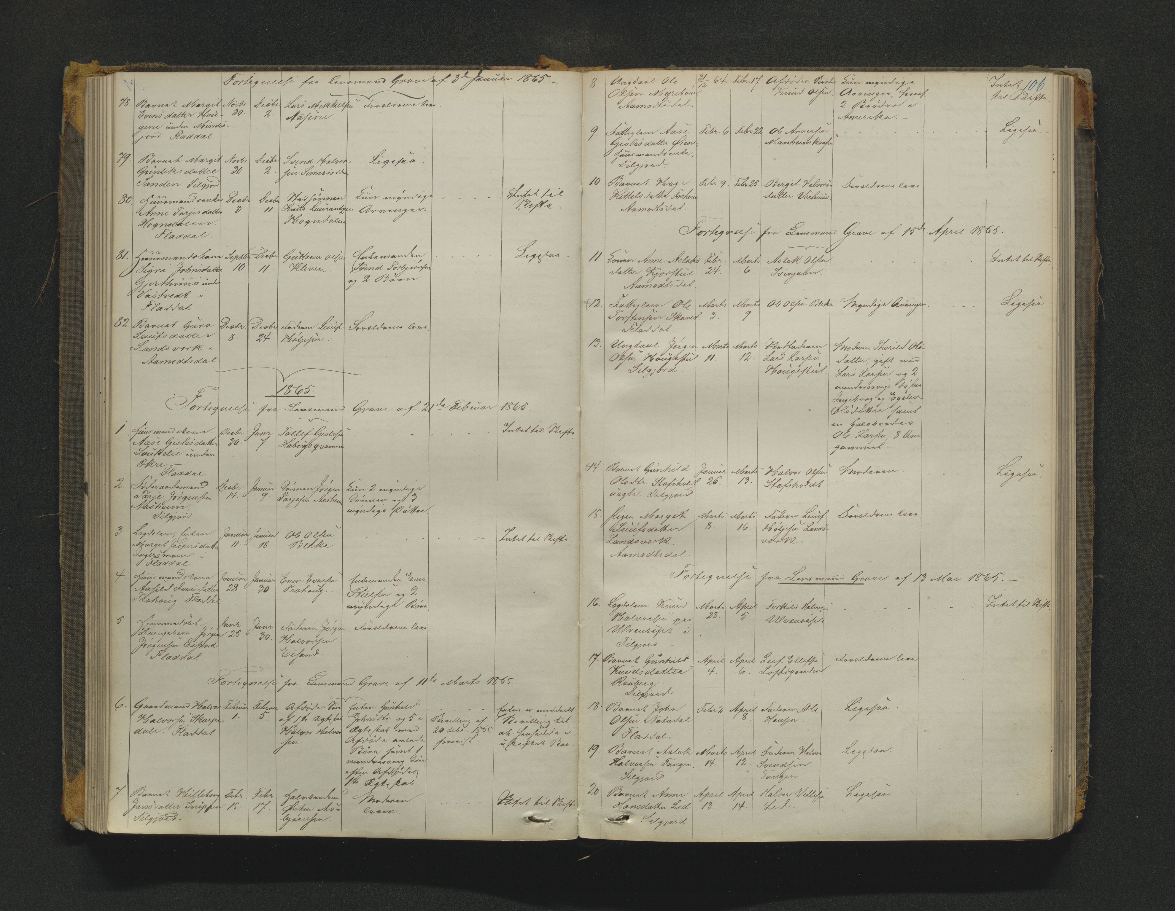 Øvre Telemark østfjelske sorenskriveri, AV/SAKO-A-213/H/Ha/Haa/L0001: Dødsanmeldelsesprotokoll, 1862-1899, p. 106