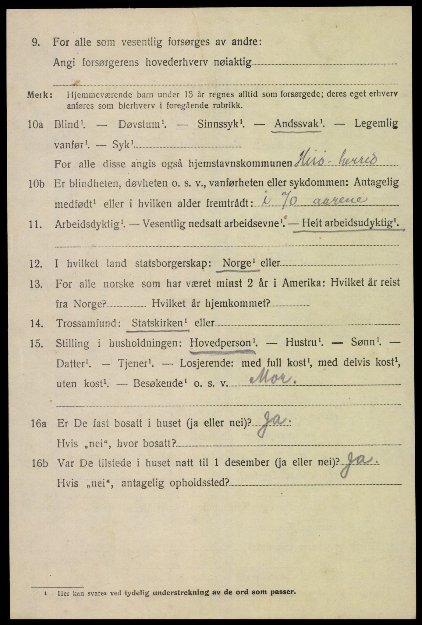 SAK, 1920 census for Hisøy, 1920, p. 5325