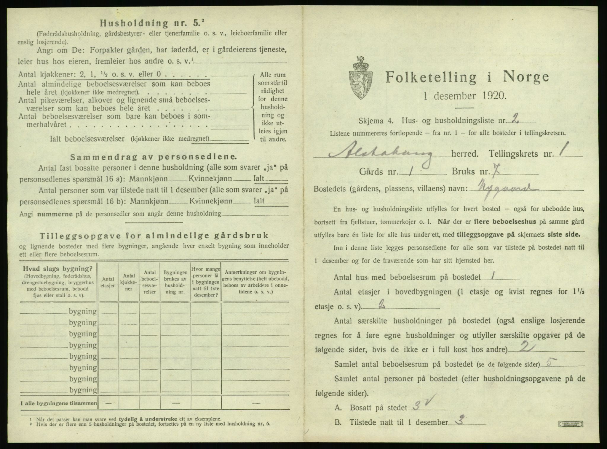 SAT, 1920 census for Alstahaug, 1920, p. 31