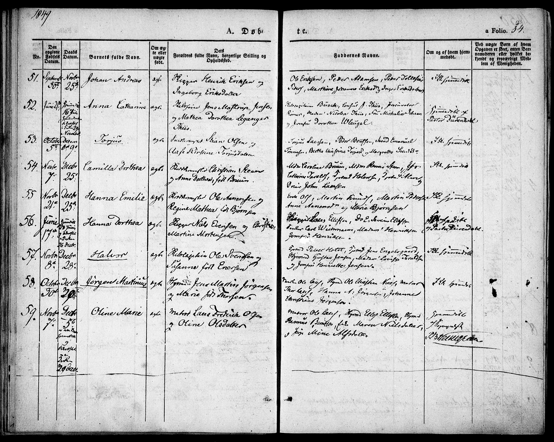 Risør sokneprestkontor, SAK/1111-0035/F/Fa/L0003: Parish register (official) no. A 3, 1838-1864, p. 54