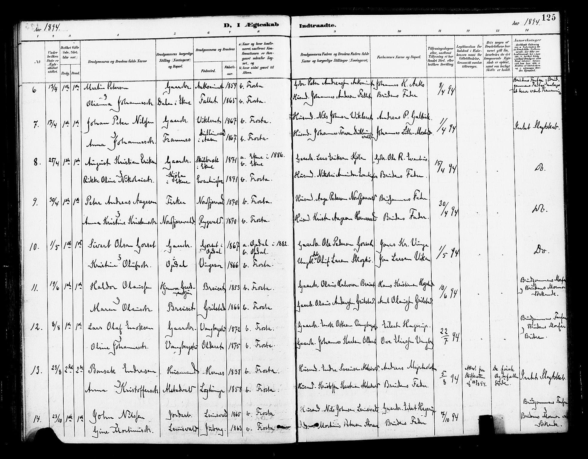 Ministerialprotokoller, klokkerbøker og fødselsregistre - Nord-Trøndelag, AV/SAT-A-1458/713/L0121: Parish register (official) no. 713A10, 1888-1898, p. 125