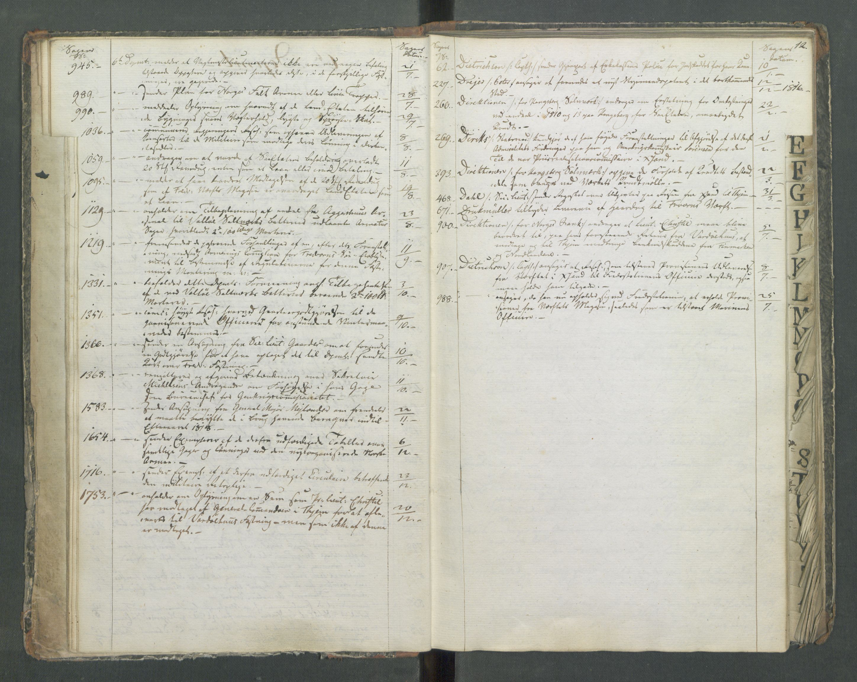 Marinedepartementet/ Marine- og postdepartementet, RA/RAFA-3792/C/L0005: 7de Departements Register, 1817, p. 12