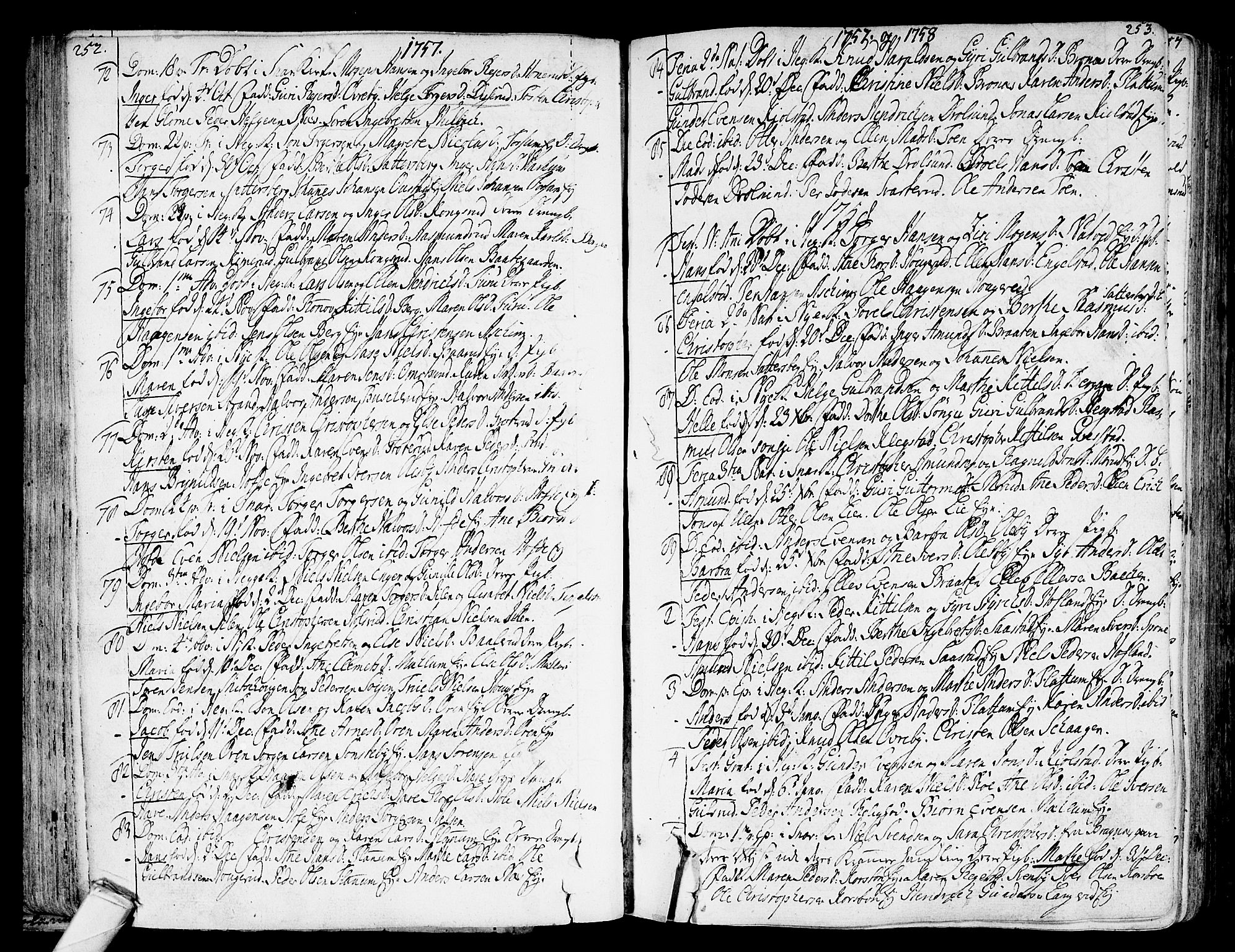 Modum kirkebøker, AV/SAKO-A-234/F/Fa/L0002: Parish register (official) no. 2, 1741-1782, p. 252-253