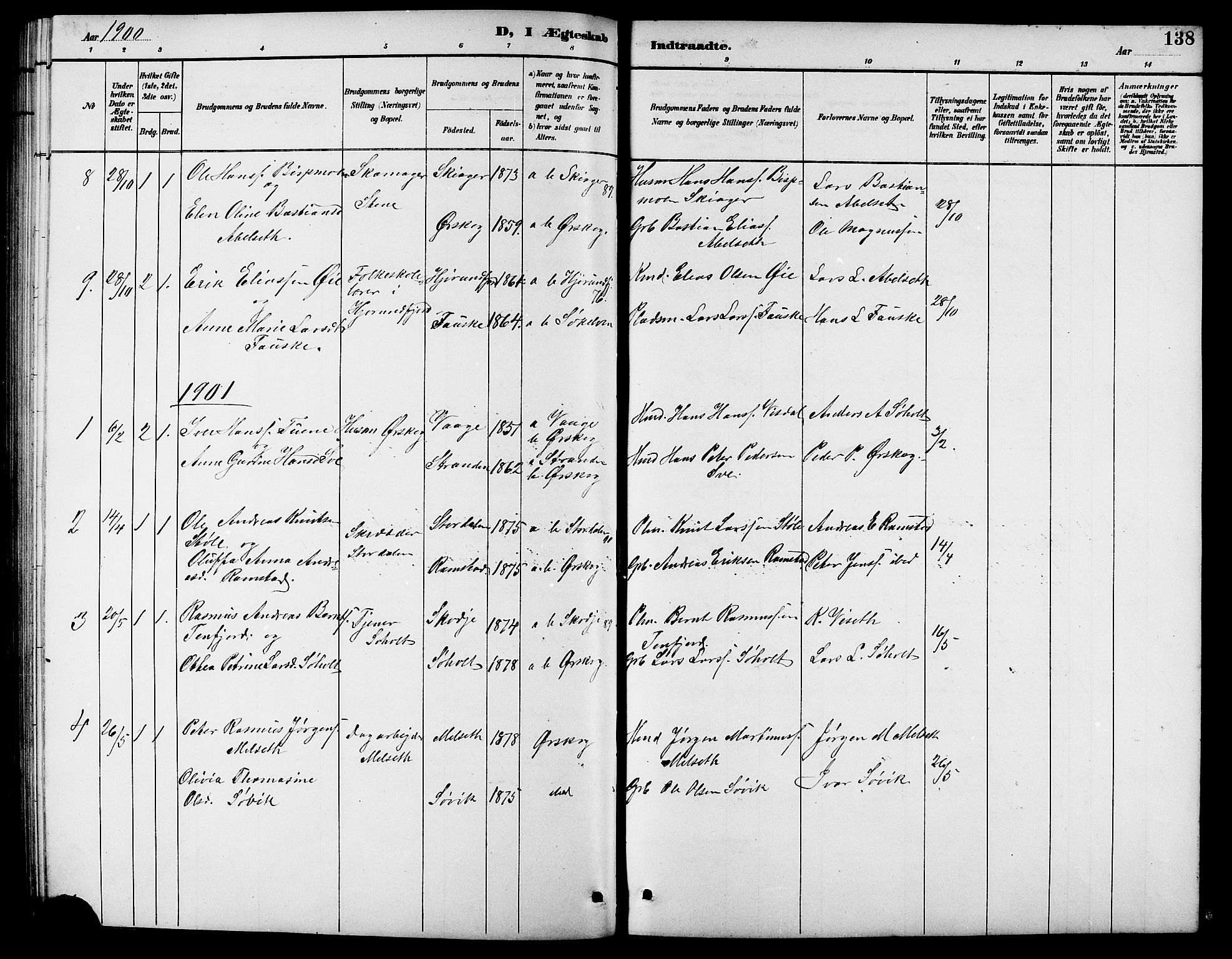 Ministerialprotokoller, klokkerbøker og fødselsregistre - Møre og Romsdal, AV/SAT-A-1454/522/L0327: Parish register (copy) no. 522C06, 1890-1915, p. 138