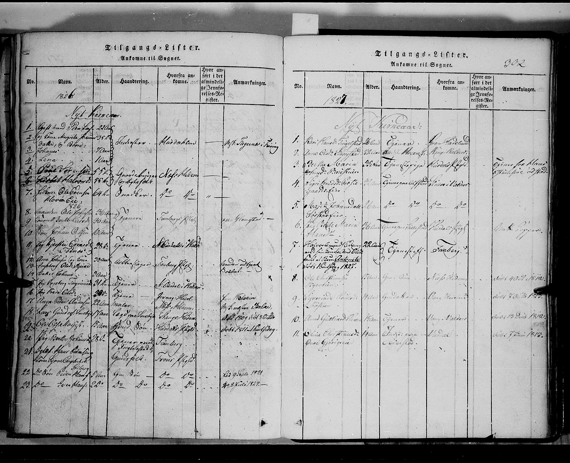 Toten prestekontor, SAH/PREST-102/H/Ha/Hab/L0002: Parish register (copy) no. 2, 1820-1827, p. 302