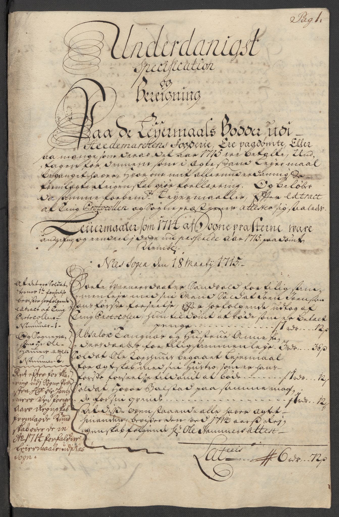 Rentekammeret inntil 1814, Reviderte regnskaper, Fogderegnskap, AV/RA-EA-4092/R16/L1053: Fogderegnskap Hedmark, 1715, p. 224