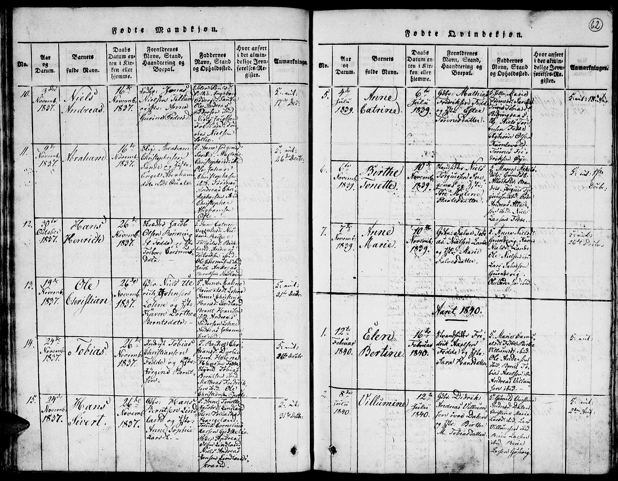 Kvinesdal sokneprestkontor, SAK/1111-0026/F/Fa/Faa/L0001: Parish register (official) no. A 1, 1815-1849, p. 62