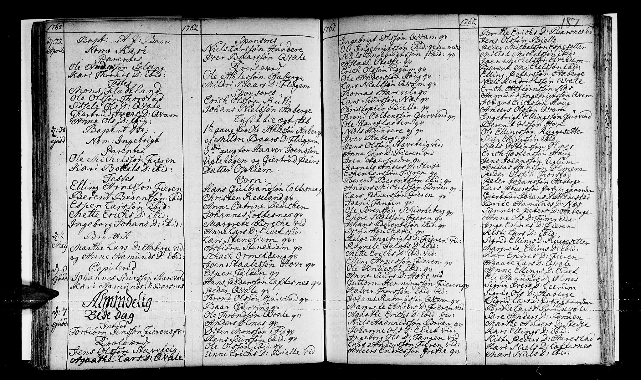 Sogndal sokneprestembete, SAB/A-81301/H/Haa/Haaa/L0003: Parish register (official) no. A 3, 1747-1768, p. 187