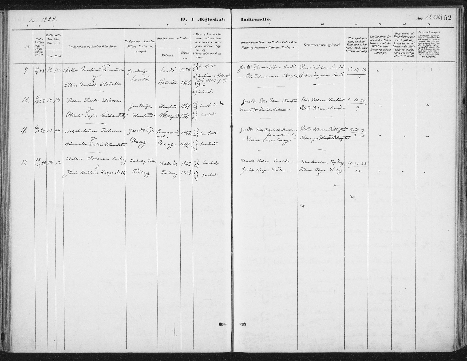 Ministerialprotokoller, klokkerbøker og fødselsregistre - Nord-Trøndelag, SAT/A-1458/784/L0673: Parish register (official) no. 784A08, 1888-1899, p. 152