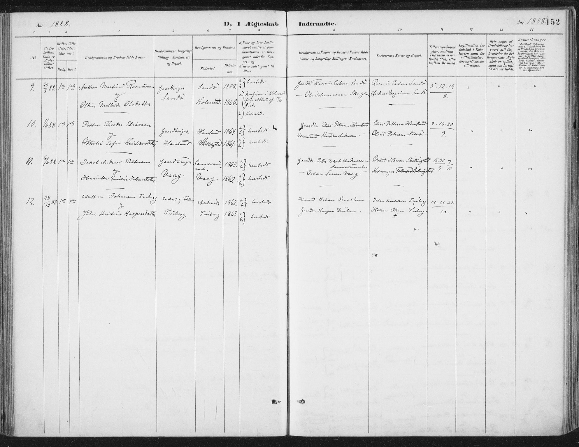 Ministerialprotokoller, klokkerbøker og fødselsregistre - Nord-Trøndelag, AV/SAT-A-1458/784/L0673: Parish register (official) no. 784A08, 1888-1899, p. 152