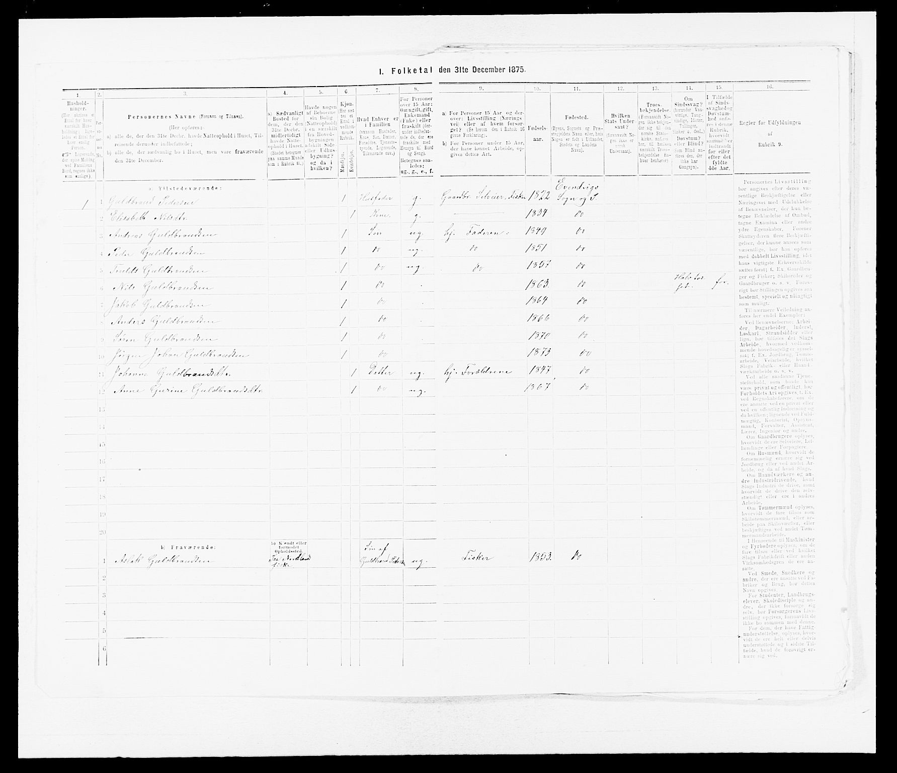 SAB, 1875 census for 1411P Eivindvik, 1875, p. 706