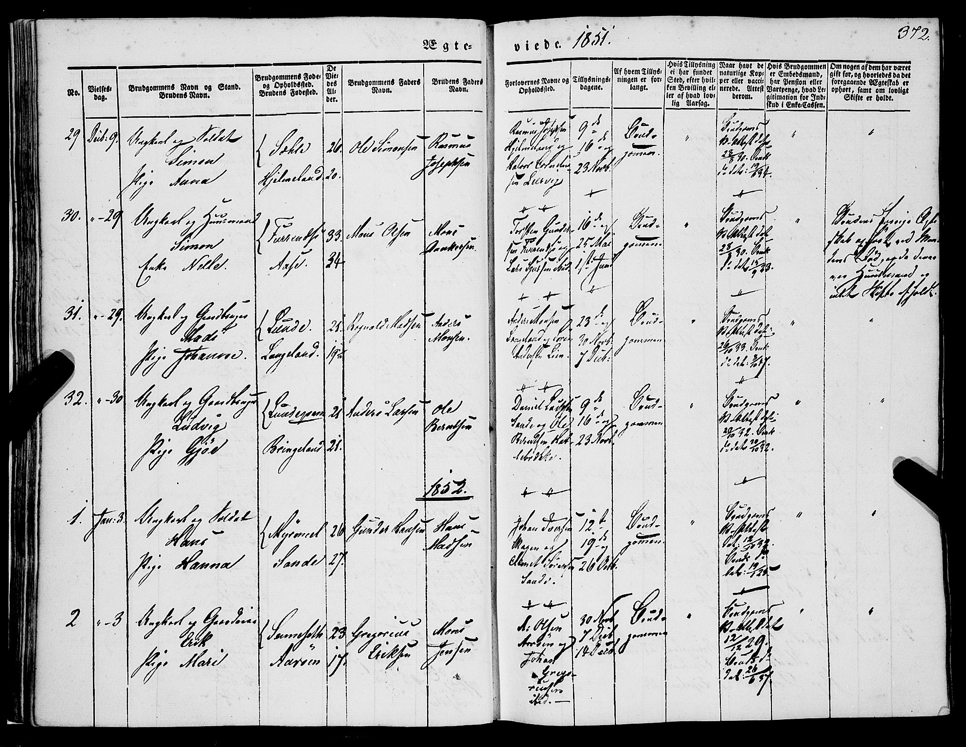 Gaular sokneprestembete, SAB/A-80001/H/Haa: Parish register (official) no. A 4II, 1841-1859, p. 372