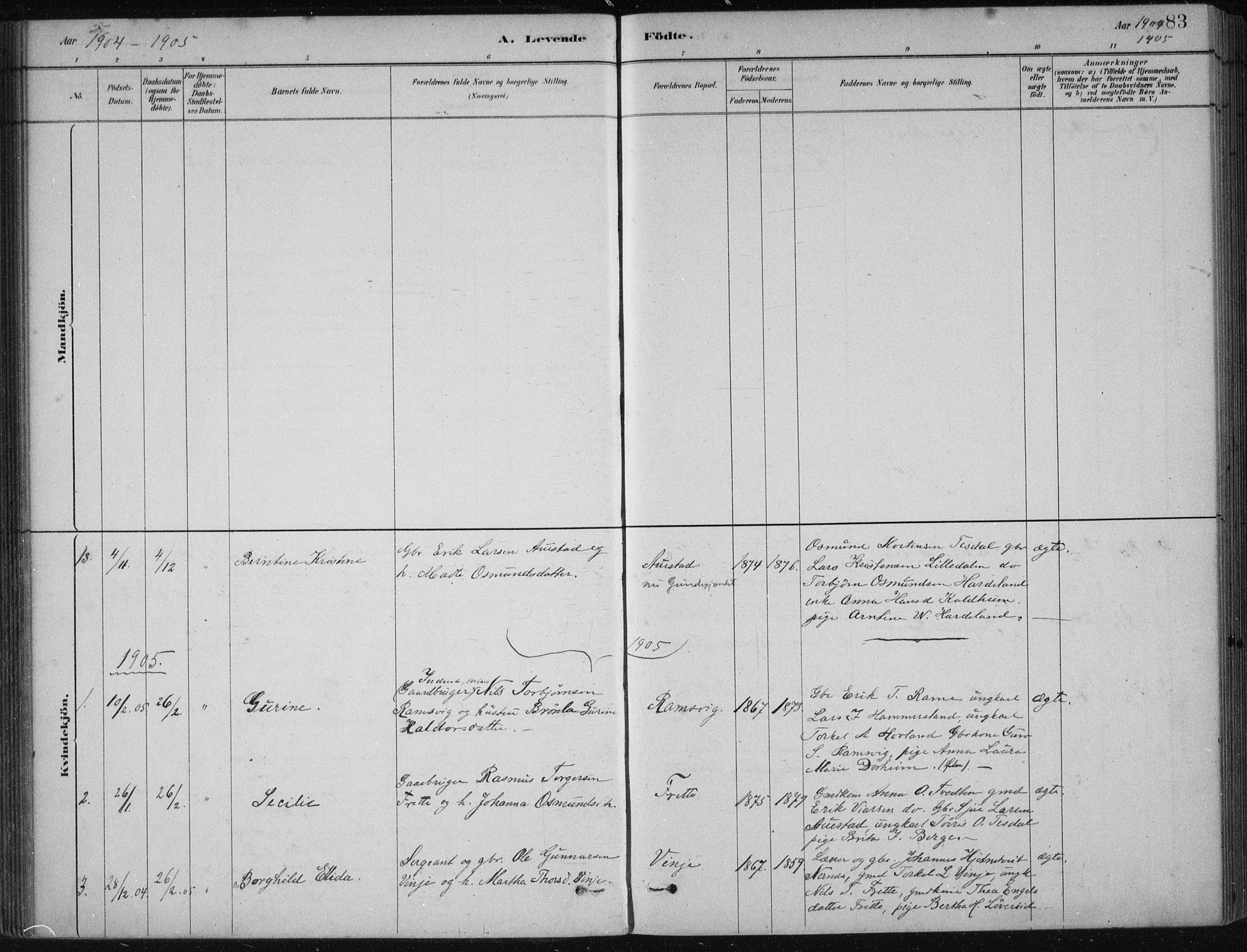 Etne sokneprestembete, AV/SAB-A-75001/H/Haa: Parish register (official) no. D  1, 1879-1919, p. 83