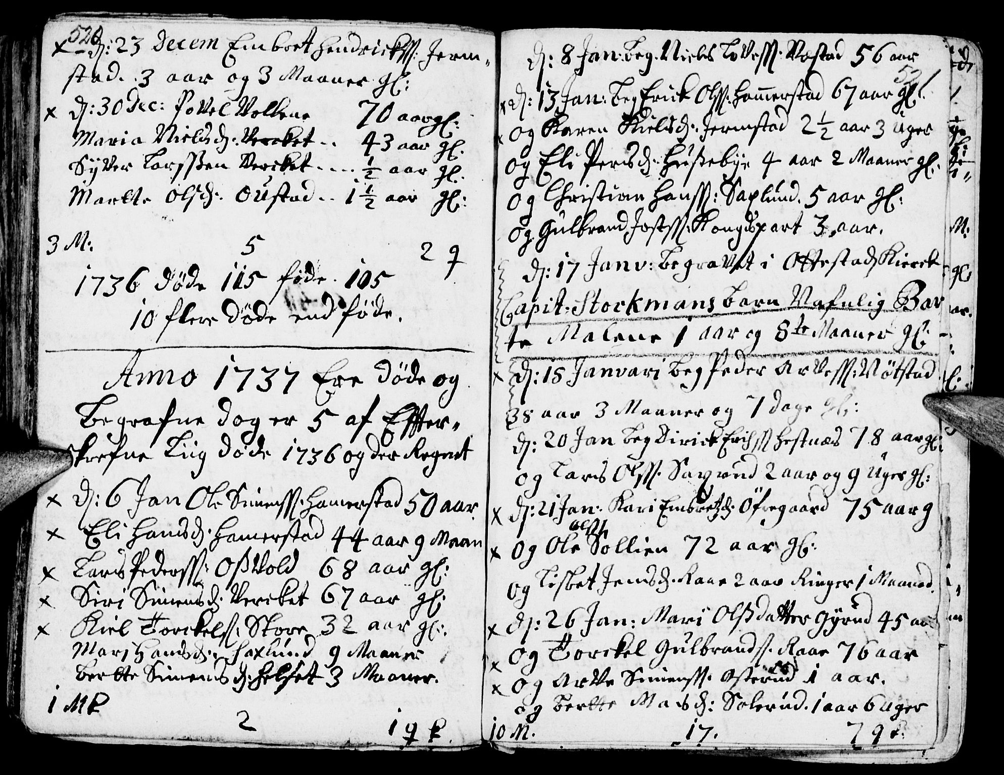 Stange prestekontor, SAH/PREST-002/K/L0002: Parish register (official) no. 2, 1724-1740, p. 520-521