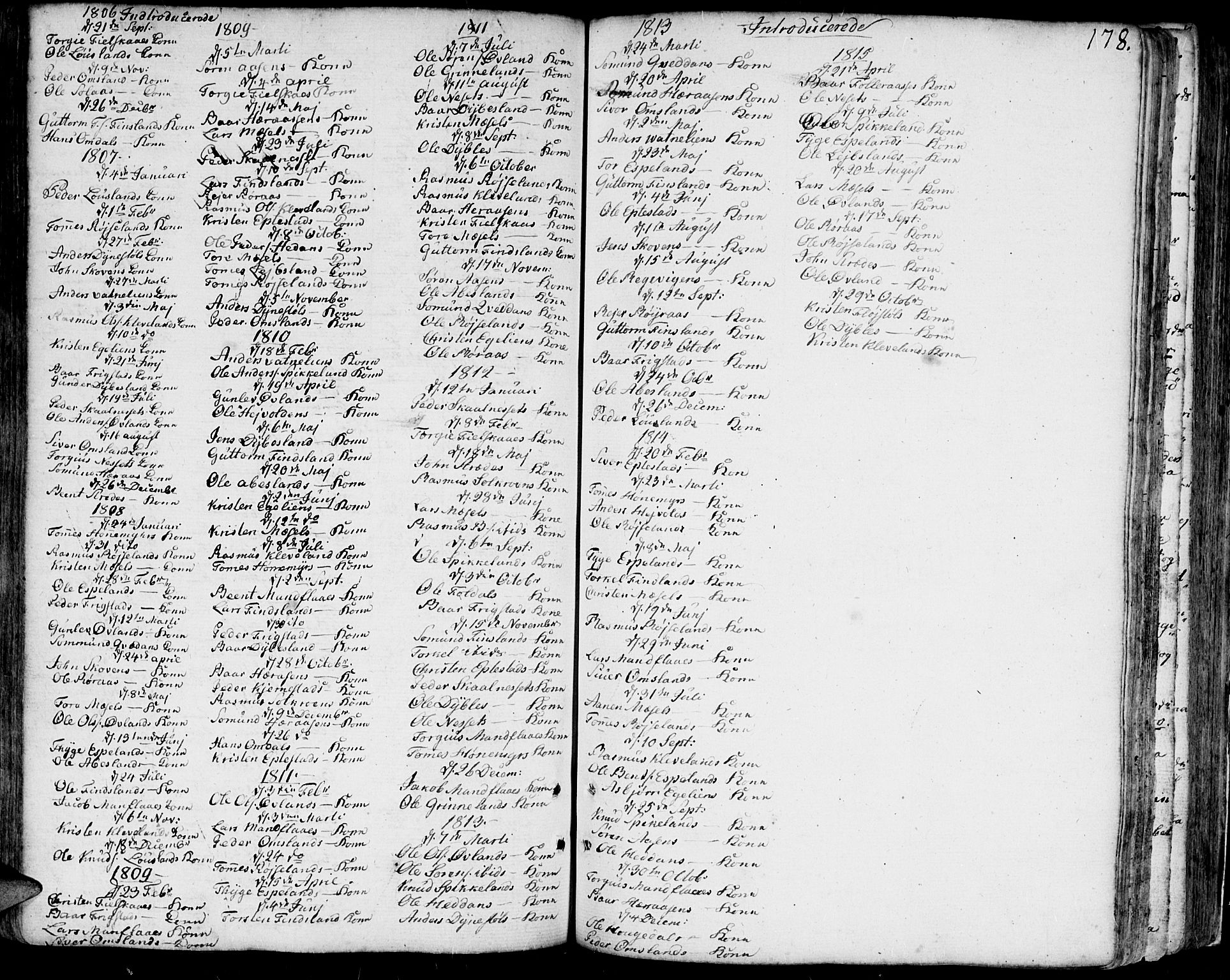 Bjelland sokneprestkontor, AV/SAK-1111-0005/F/Fa/Faa/L0001: Parish register (official) no. A 1 /2, 1793-1815, p. 178