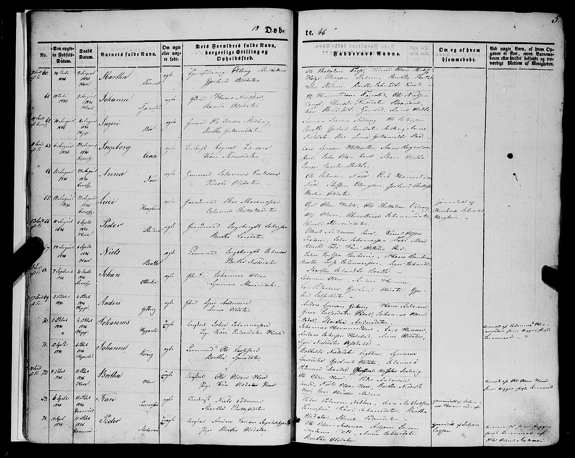 Vik sokneprestembete, AV/SAB-A-81501/H/Haa/Haaa/L0008: Parish register (official) no. A 8, 1846-1865, p. 5