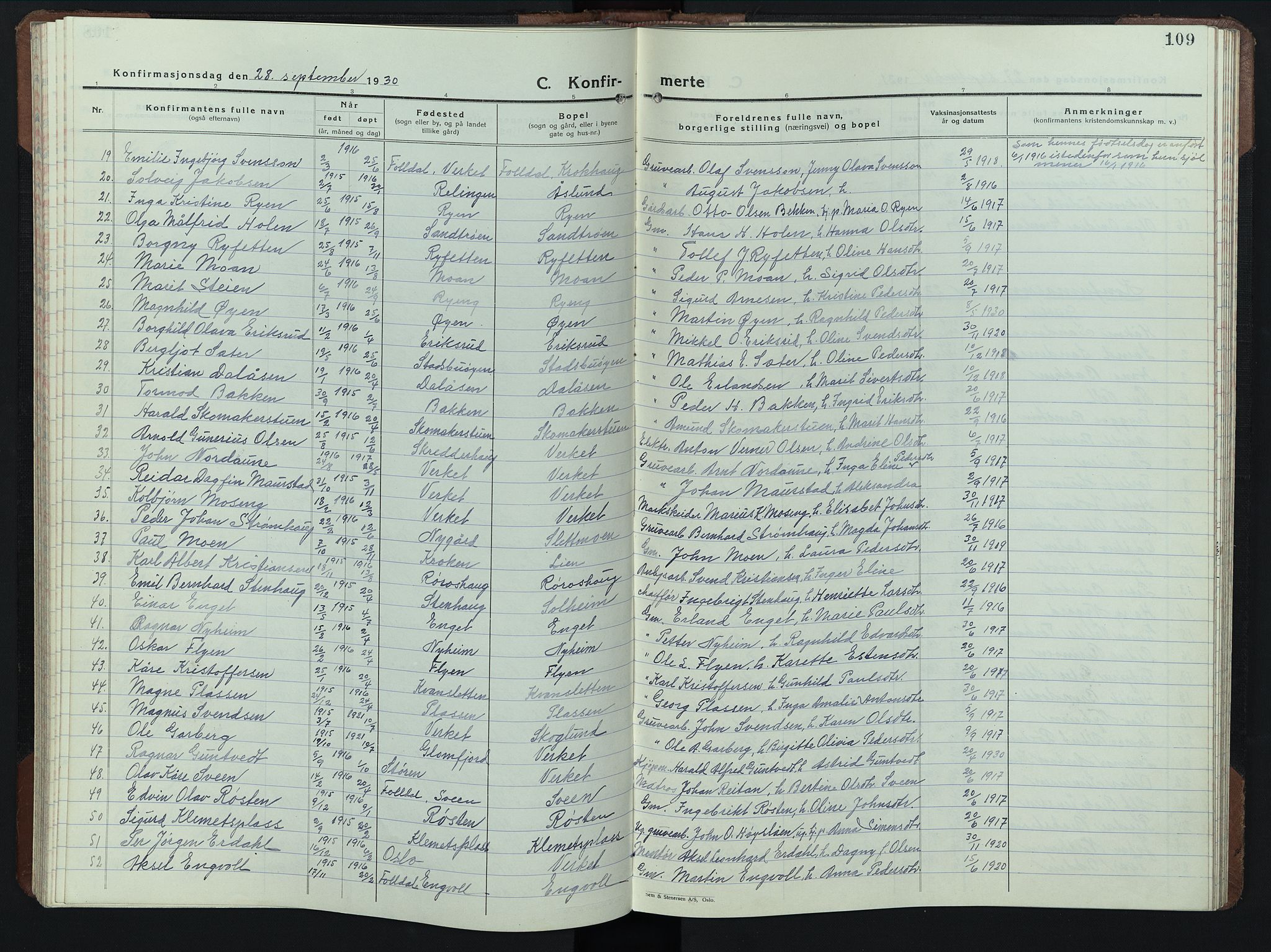 Alvdal prestekontor, AV/SAH-PREST-060/H/Ha/Hab/L0008: Parish register (copy) no. 8, 1925-1953, p. 109