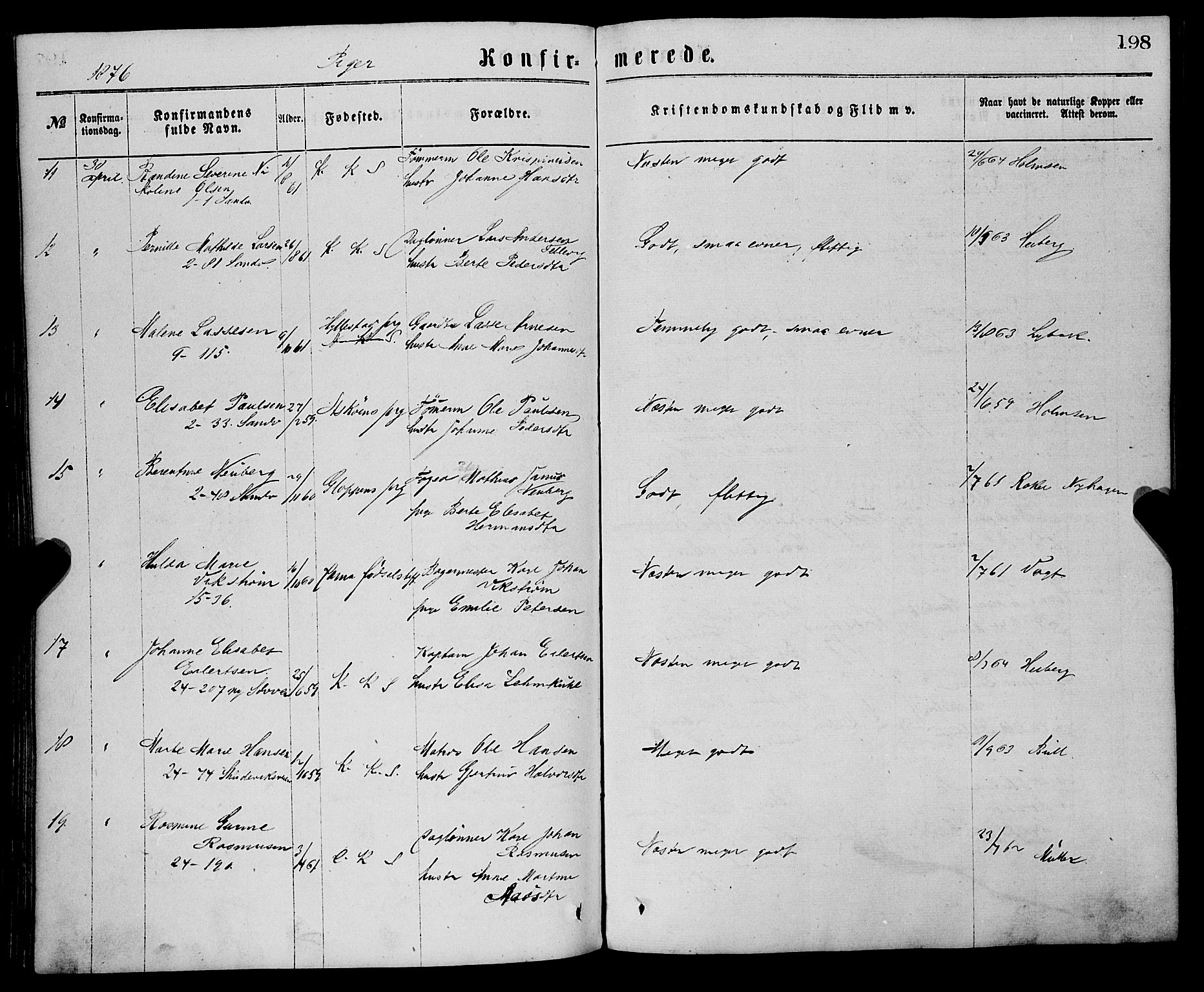 Sandviken Sokneprestembete, AV/SAB-A-77601/H/Ha/L0001: Parish register (official) no. A 1, 1867-1877, p. 198