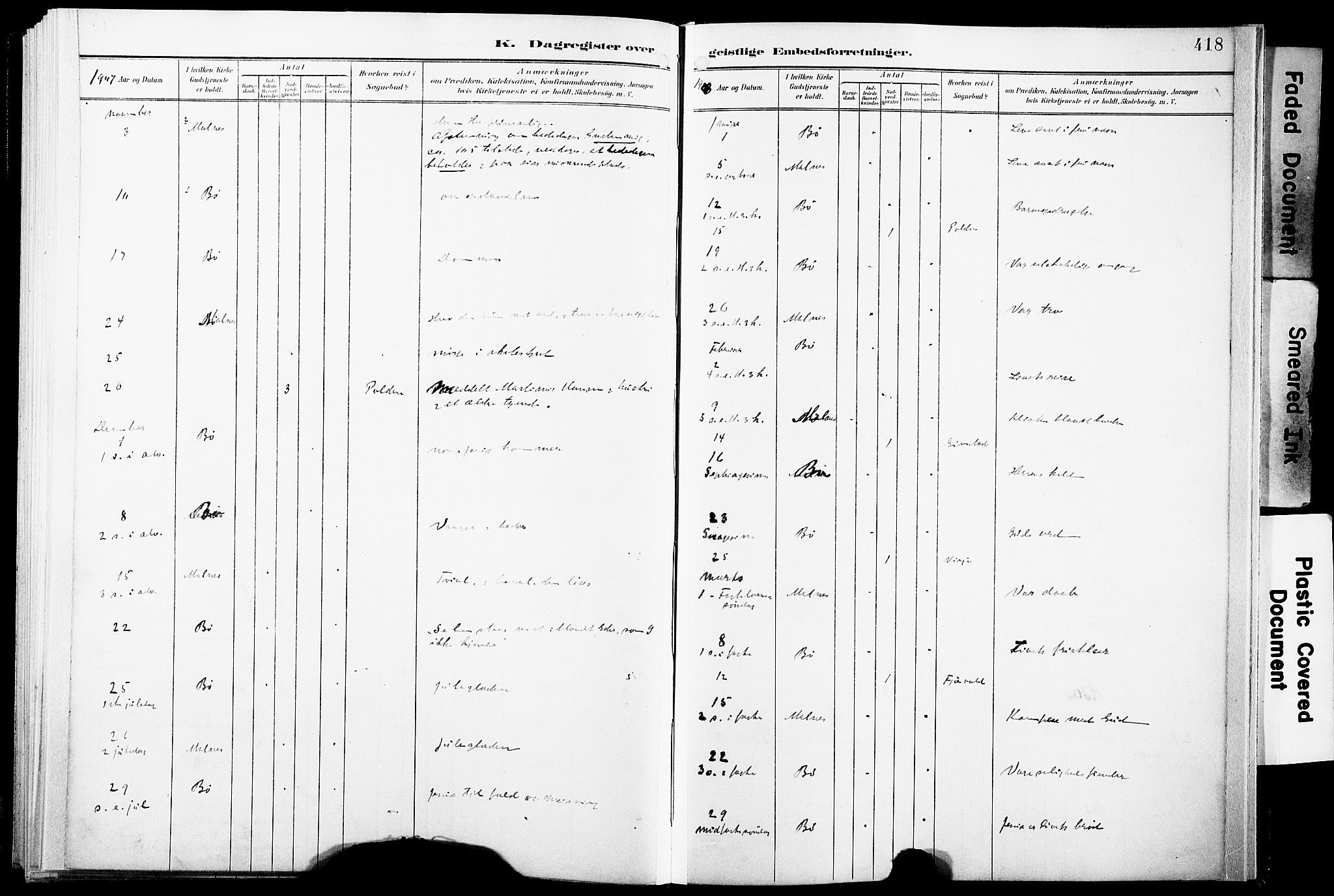 Ministerialprotokoller, klokkerbøker og fødselsregistre - Nordland, AV/SAT-A-1459/891/L1305: Parish register (official) no. 891A10, 1895-1921, p. 418