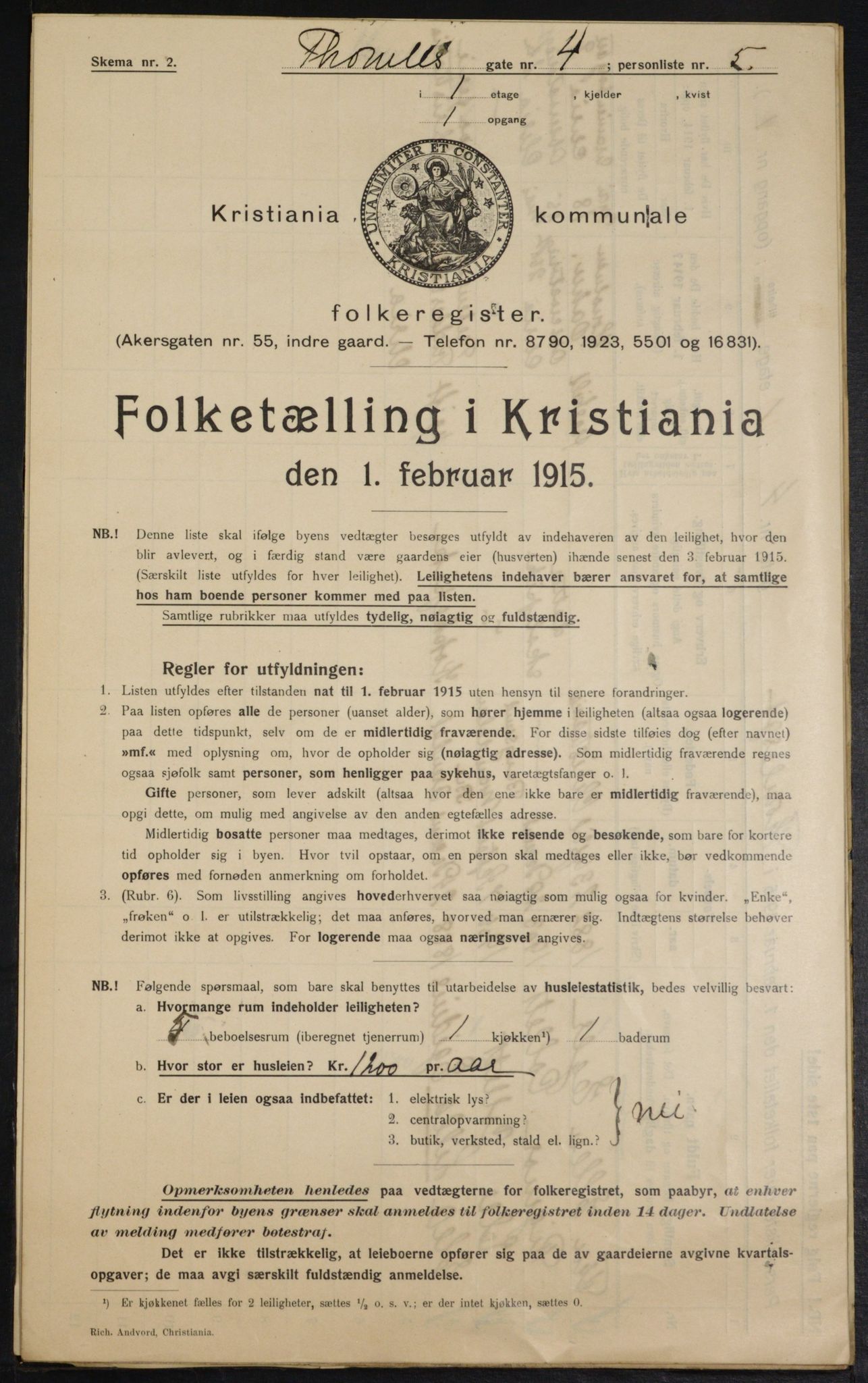 OBA, Municipal Census 1915 for Kristiania, 1915, p. 109508