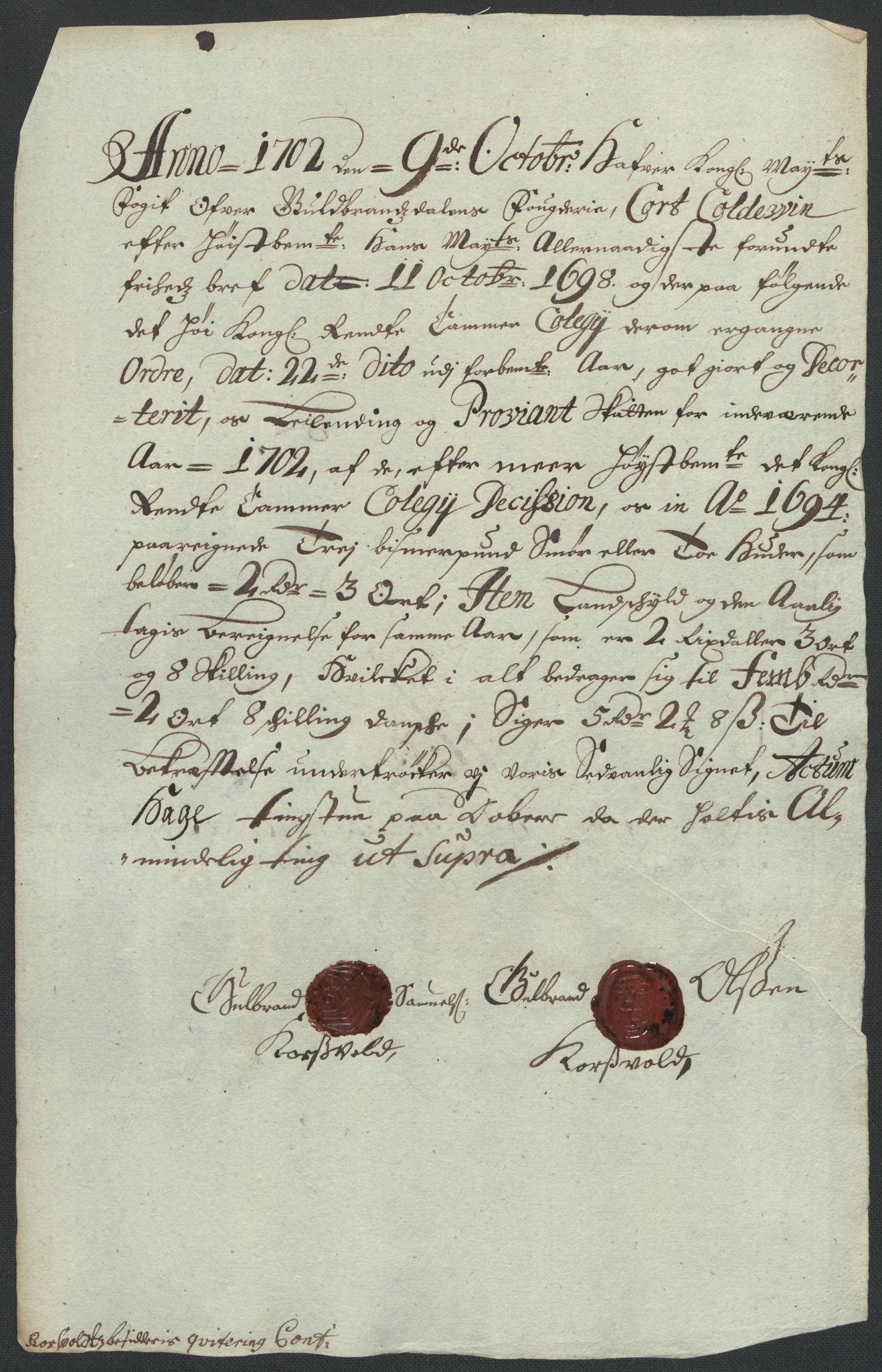 Rentekammeret inntil 1814, Reviderte regnskaper, Fogderegnskap, RA/EA-4092/R17/L1175: Fogderegnskap Gudbrandsdal, 1702, p. 141