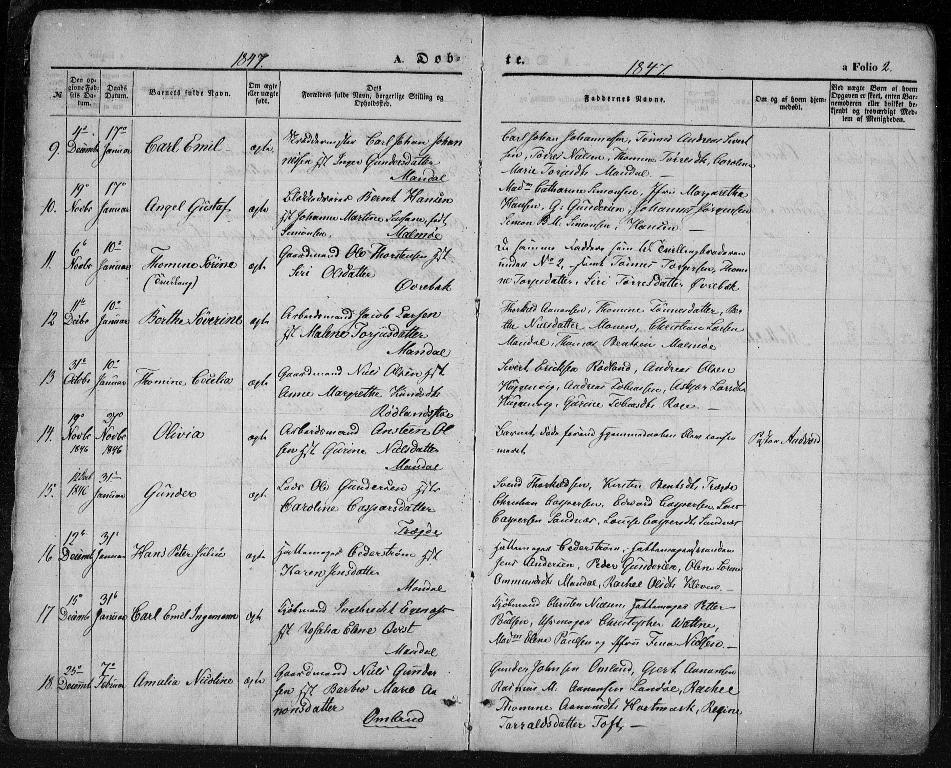 Mandal sokneprestkontor, AV/SAK-1111-0030/F/Fa/Faa/L0013: Parish register (official) no. A 13, 1847-1859, p. 2