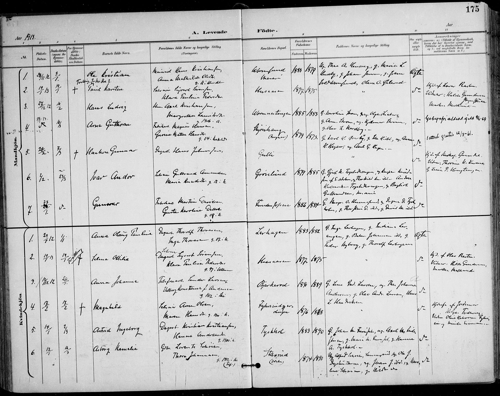 Nes prestekontor Kirkebøker, AV/SAO-A-10410/F/Fa/L0011: Parish register (official) no. I 11, 1899-1918, p. 175