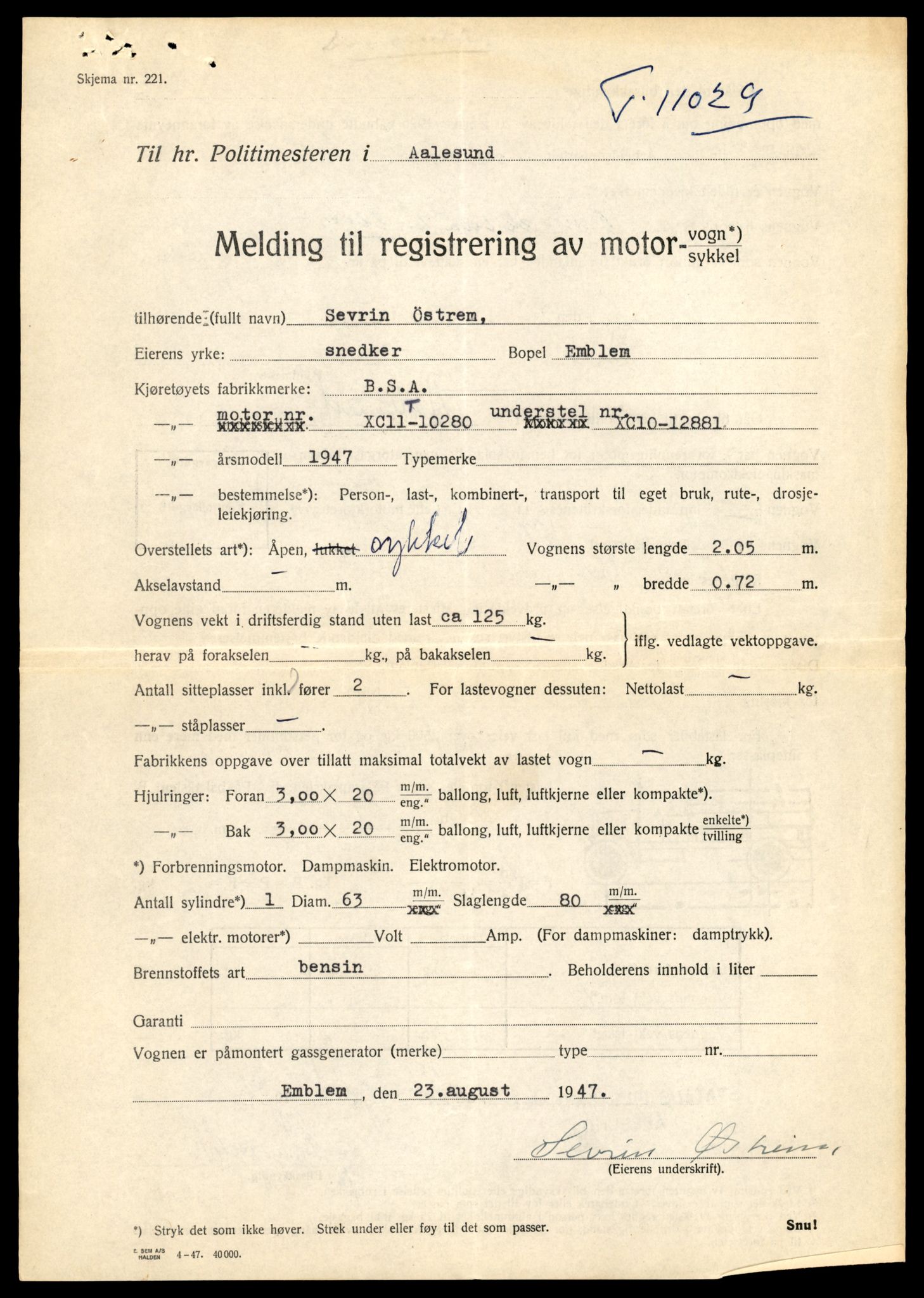 Møre og Romsdal vegkontor - Ålesund trafikkstasjon, AV/SAT-A-4099/F/Fe/L0025: Registreringskort for kjøretøy T 10931 - T 11045, 1927-1998, p. 2646