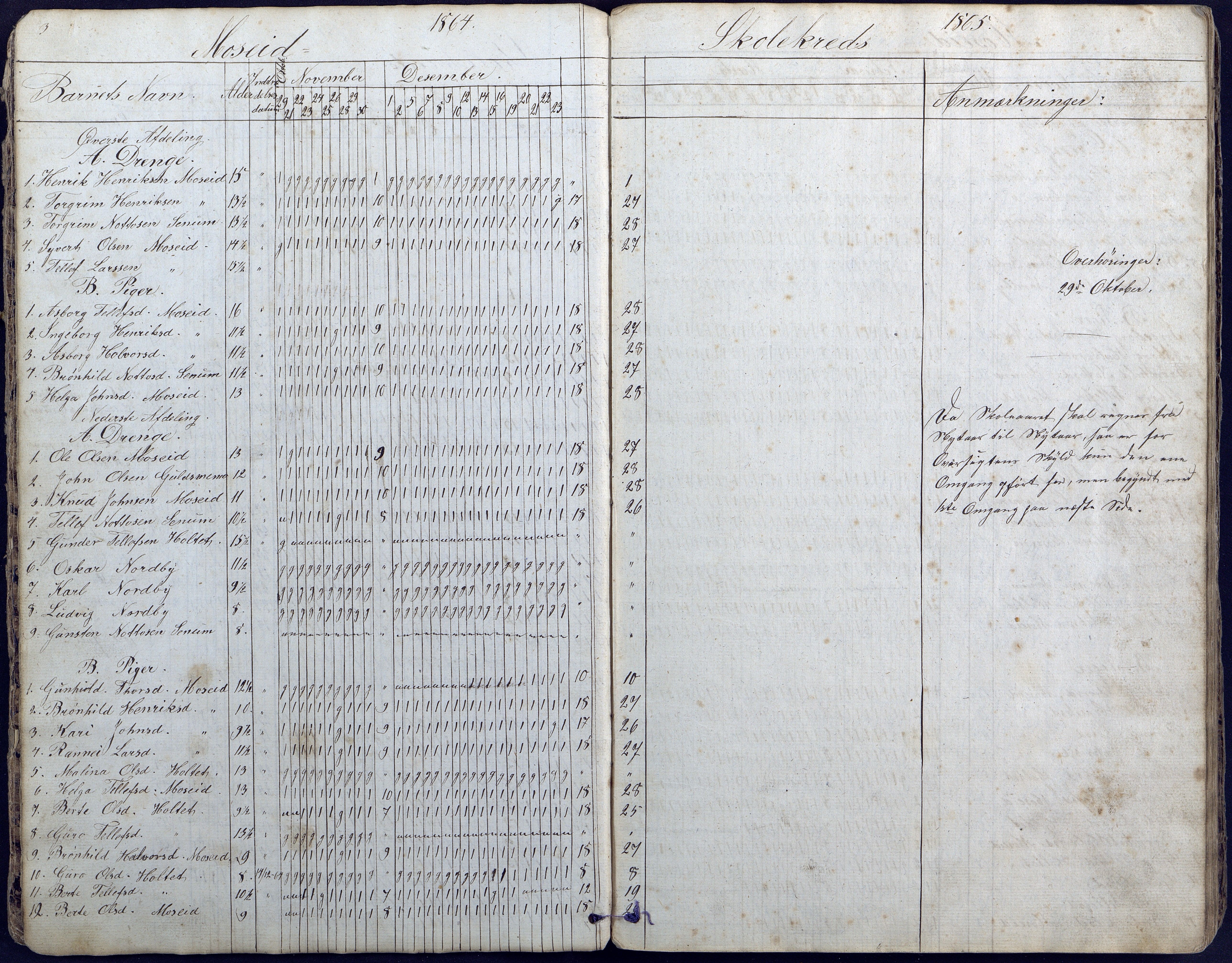 Hornnes kommune, Moi, Moseid, Kjetså skolekretser, AAKS/KA0936-550e/F1/L0003: Dagbok. Moseid, Moi, 1873-1886