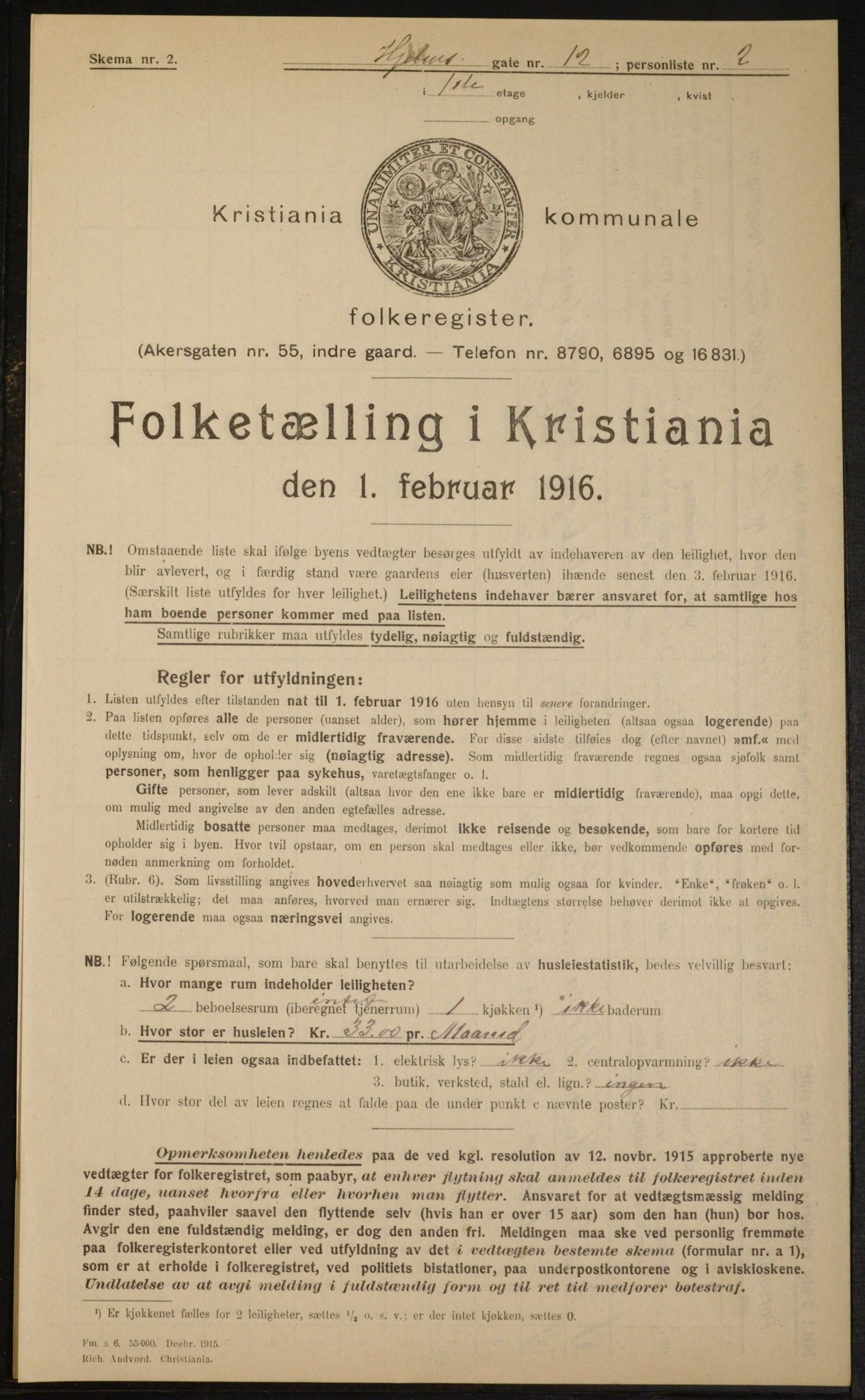 OBA, Municipal Census 1916 for Kristiania, 1916, p. 40897