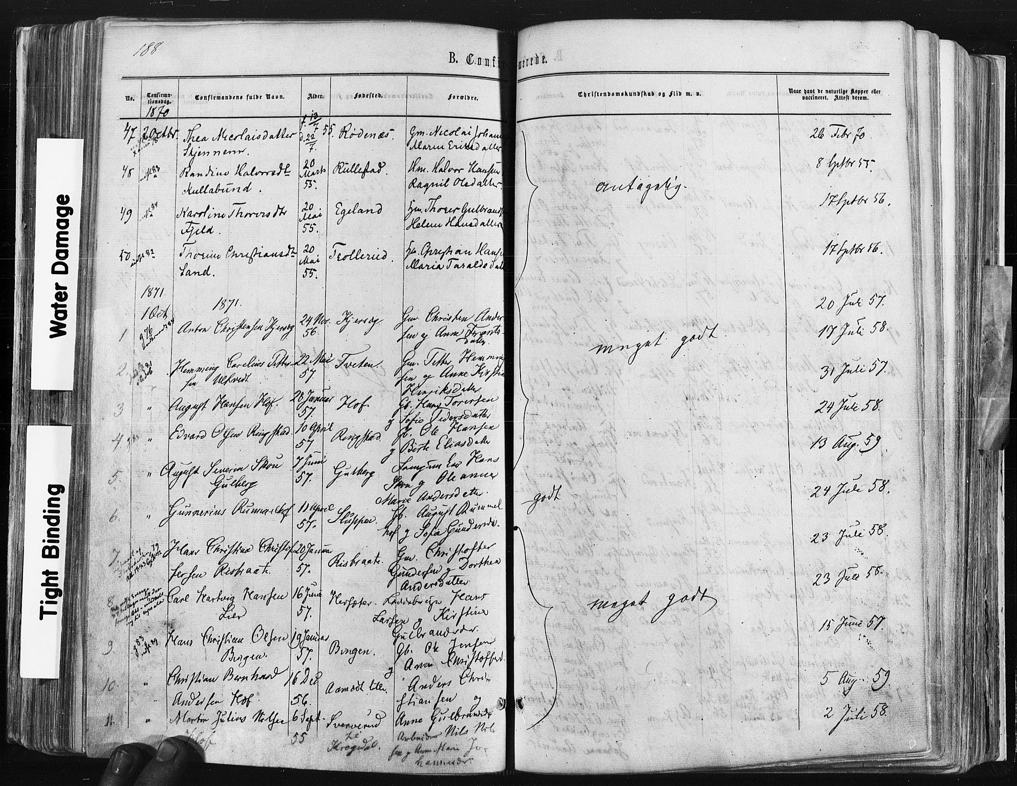 Trøgstad prestekontor Kirkebøker, AV/SAO-A-10925/F/Fa/L0009: Parish register (official) no. I 9, 1865-1877, p. 188