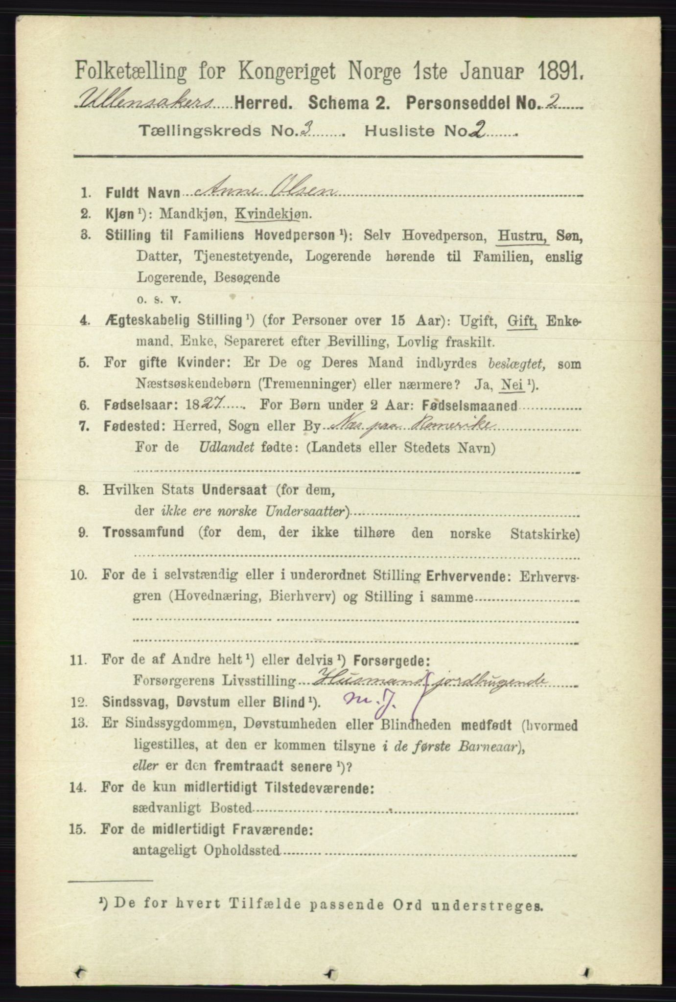 RA, 1891 census for 0235 Ullensaker, 1891, p. 1120