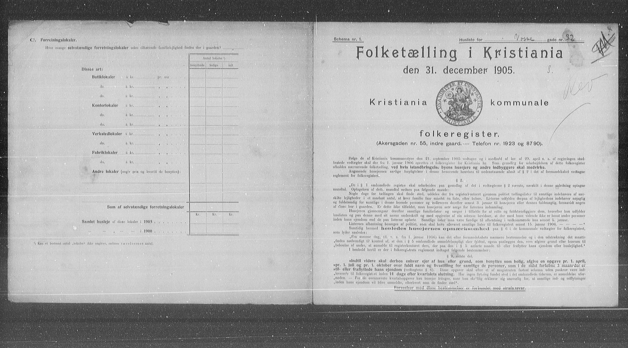 OBA, Municipal Census 1905 for Kristiania, 1905, p. 66227