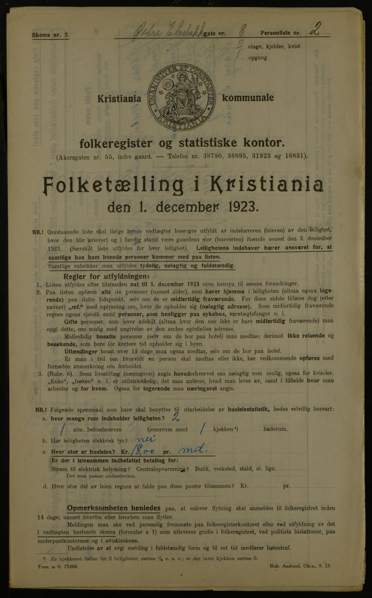 OBA, Municipal Census 1923 for Kristiania, 1923, p. 142745