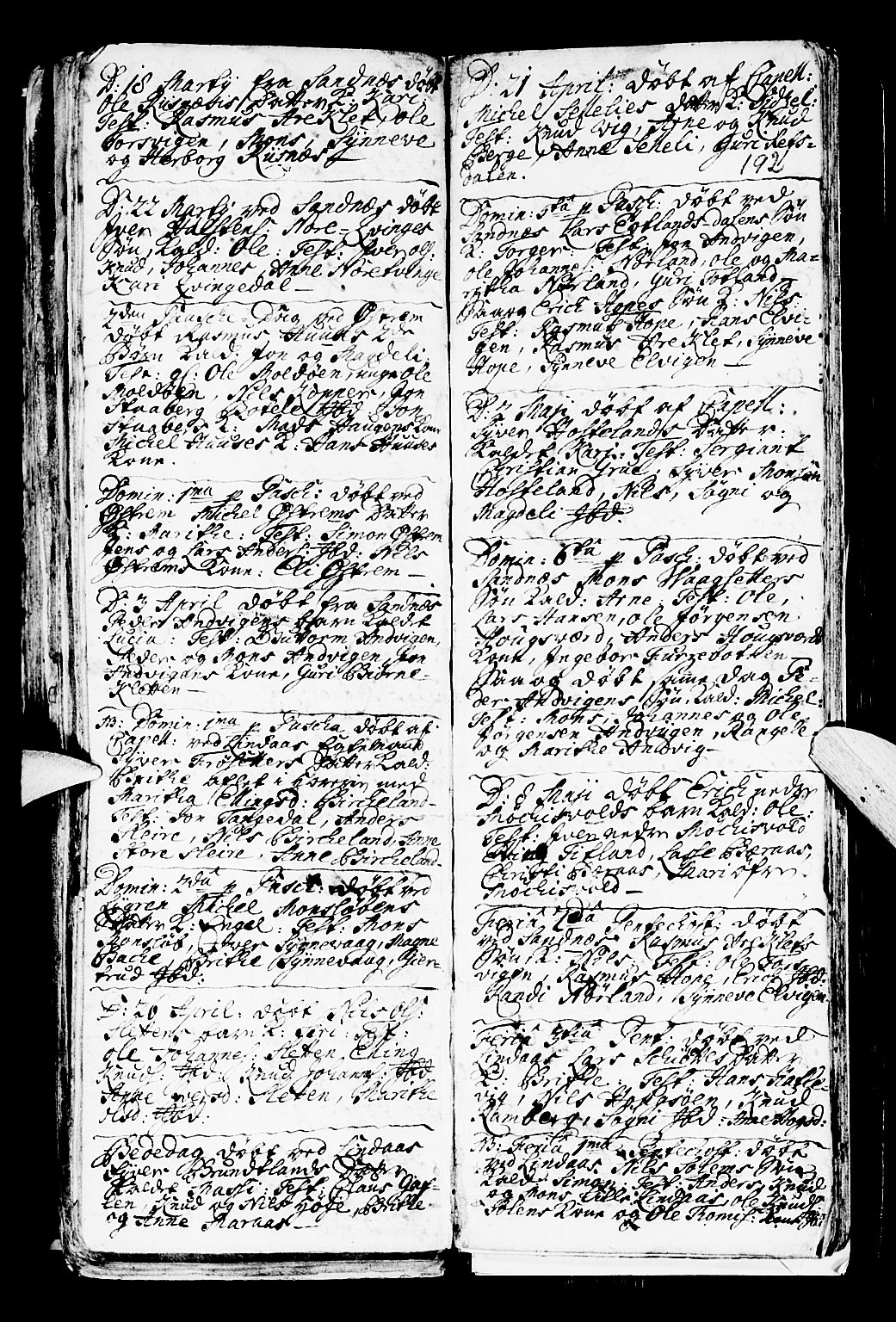 Lindås Sokneprestembete, SAB/A-76701/H/Haa: Parish register (official) no. A 1, 1699-1746, p. 192