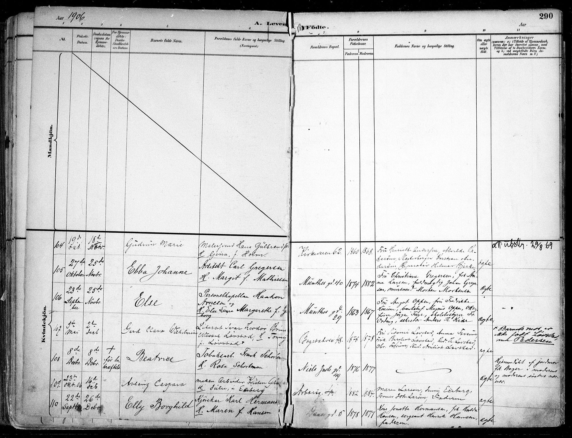 Uranienborg prestekontor Kirkebøker, AV/SAO-A-10877/F/Fa/L0005: Parish register (official) no. 5, 1895-1907, p. 290