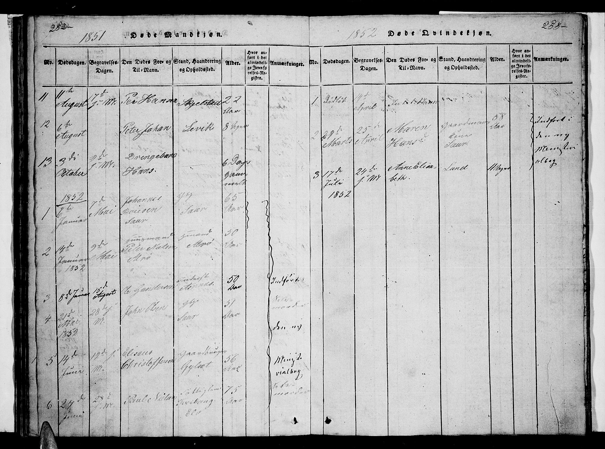 Ministerialprotokoller, klokkerbøker og fødselsregistre - Nordland, AV/SAT-A-1459/857/L0826: Parish register (copy) no. 857C01, 1821-1852, p. 252-253